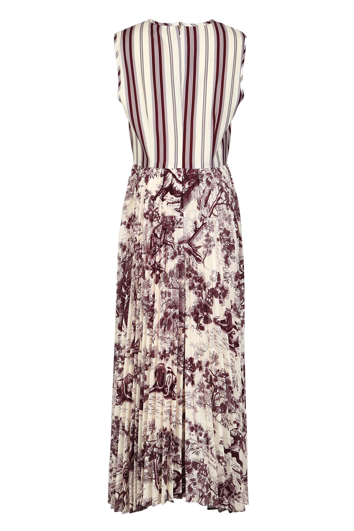 Sally Animal Toile Printed Pleats Gathered A-Line Maxi Dress