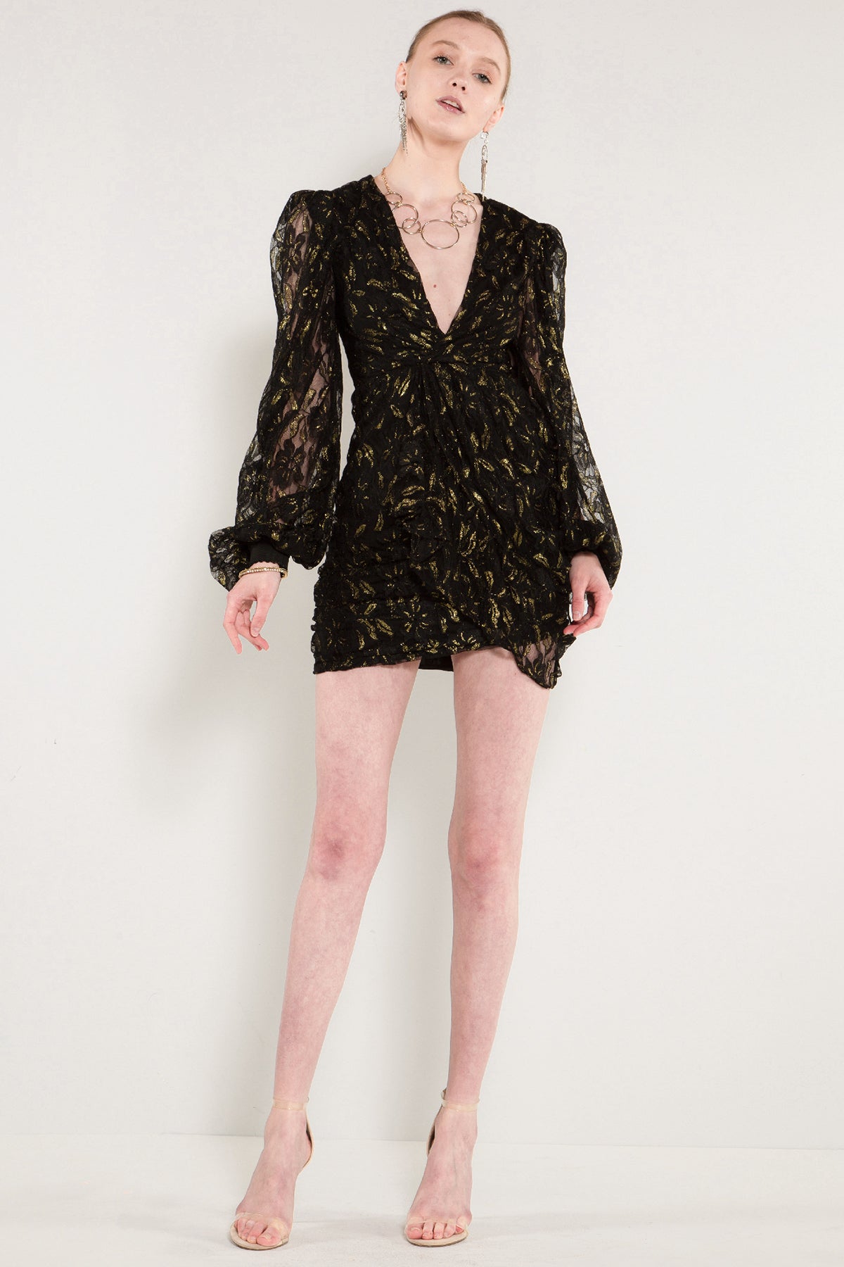 Kehlani Gold Foil Mesh Layer Dress - Shop Beulah Style