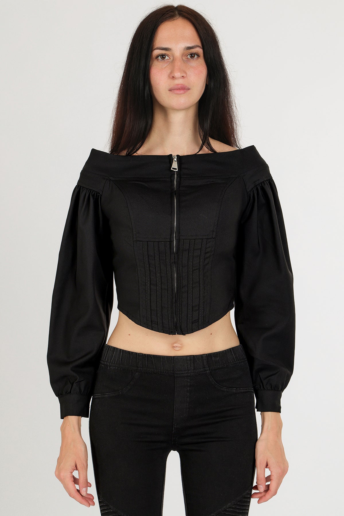 Brady Off-Shoulder Zippered Crop Top - Shop Beulah Style