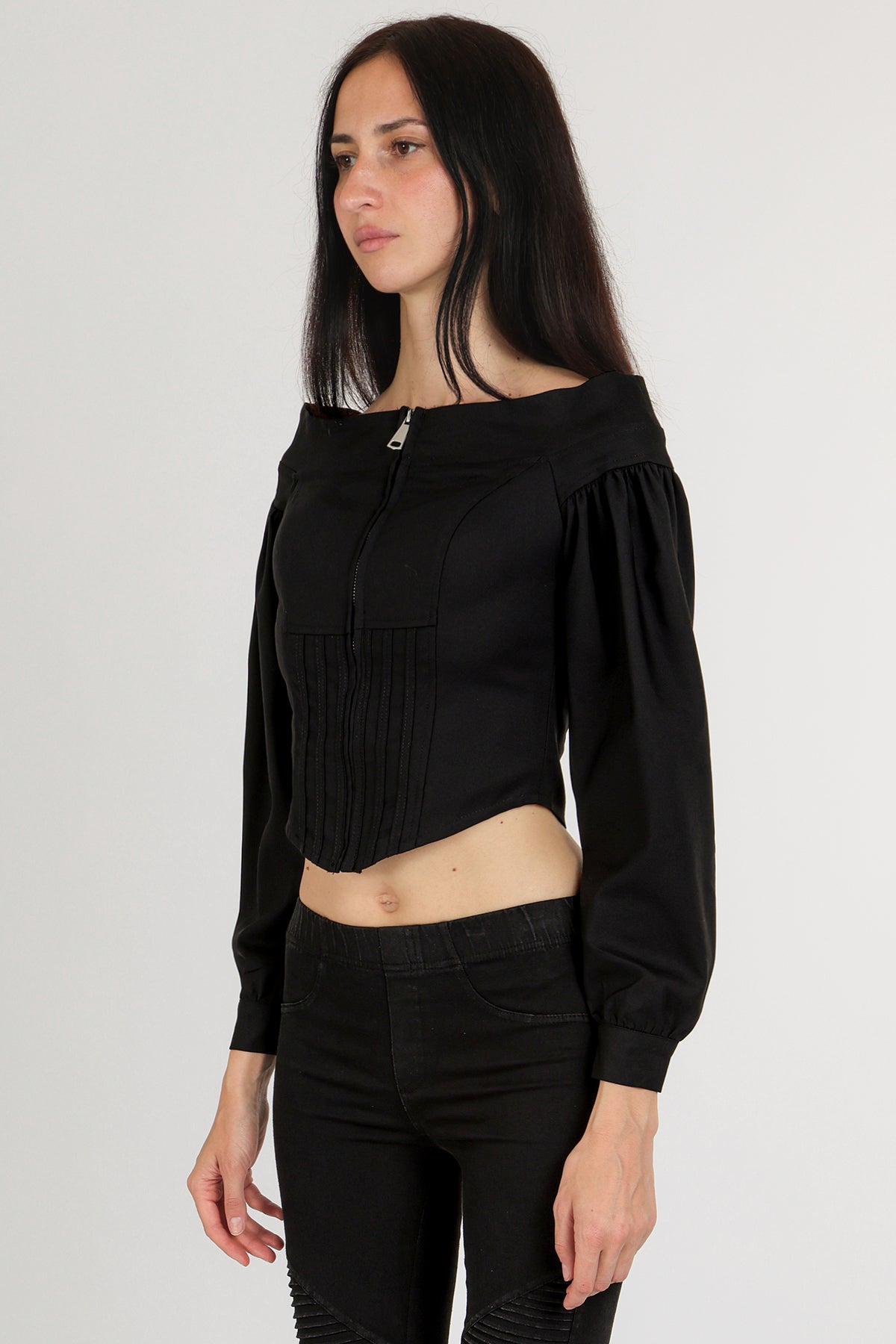 Brady Off-Shoulder Zippered Crop Top - Shop Beulah Style