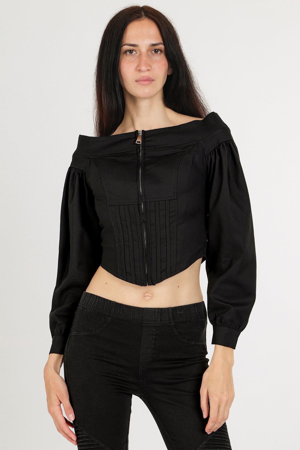 Brady Off-Shoulder Zippered Crop Top - Shop Beulah Style