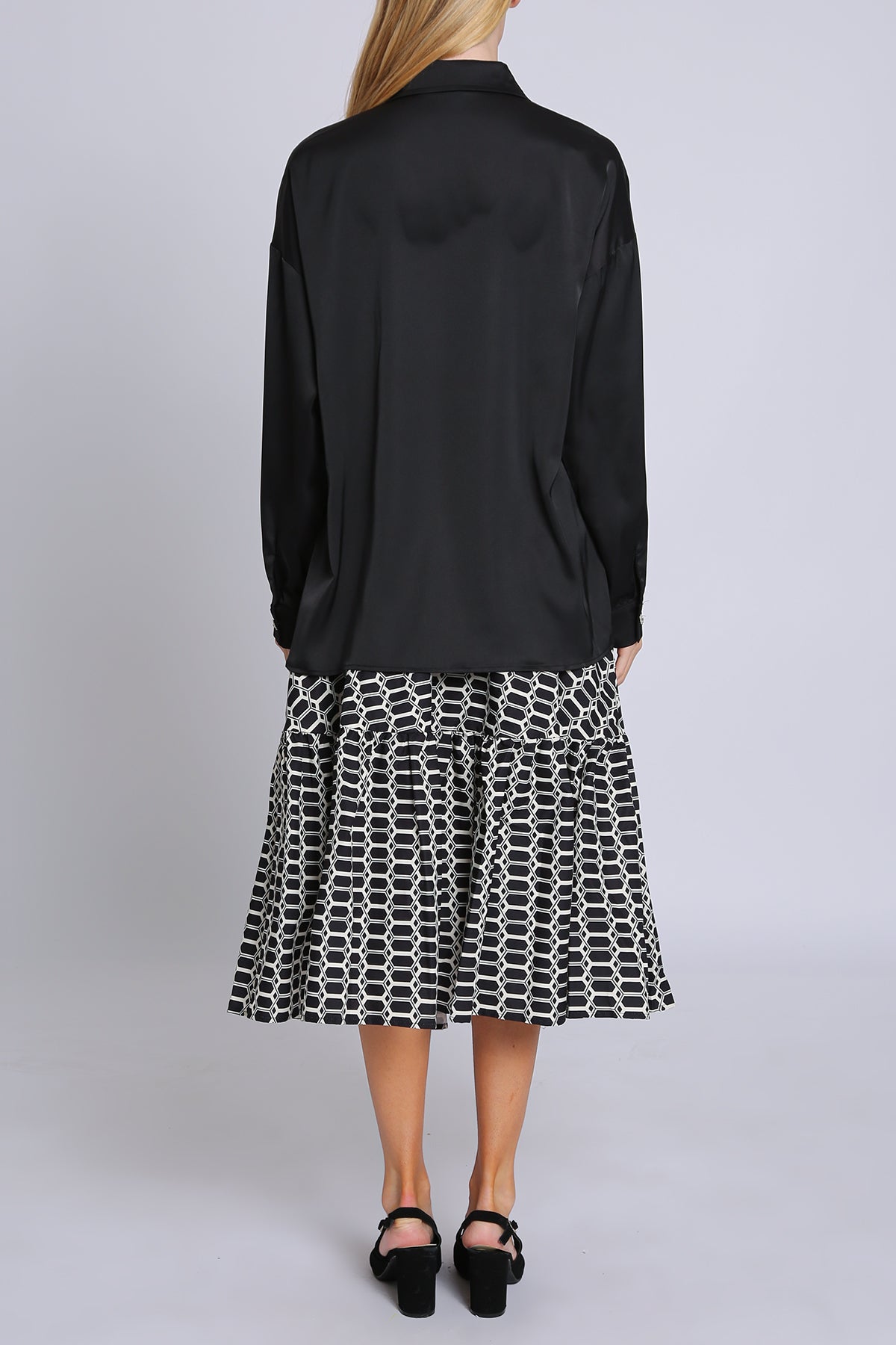 Craig Contrast Geometric Honeycomb Printed Midi Skirt - Shop Beulah Style