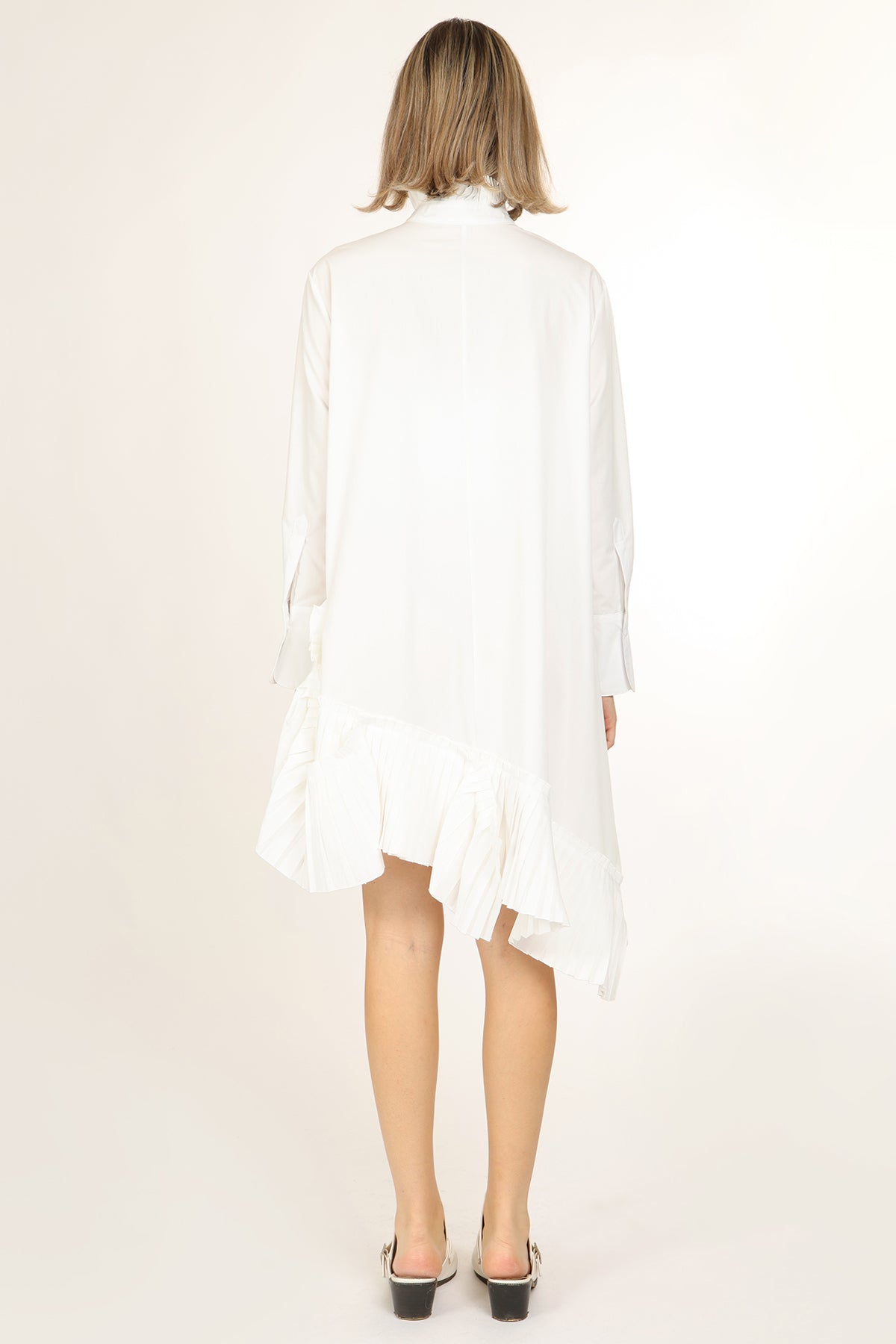 CJ Asymmetrical Pleated Hem Detail Mini Shirt Dress
