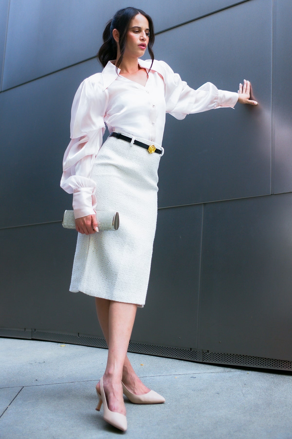 Samson Swallowtail V-Neck Fine Organza Blouse - Shop Beulah Style