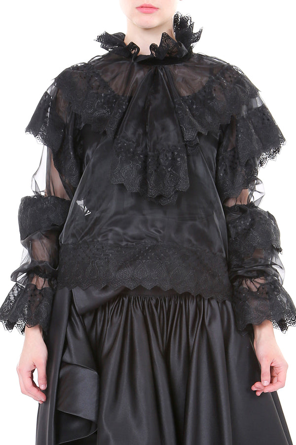Zoey Organza Lace Sheer Blouse