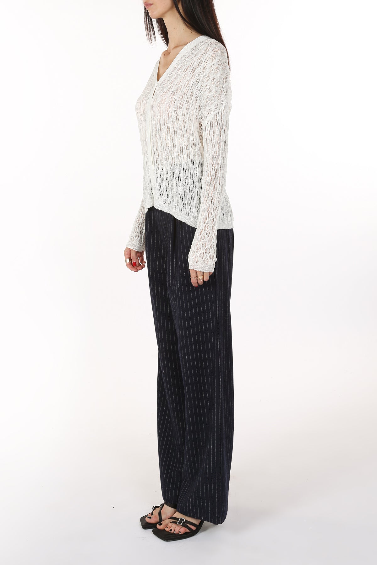 Annabelle V-Neck Crochet Knit Sheer Cardigan - Shop Beulah Style