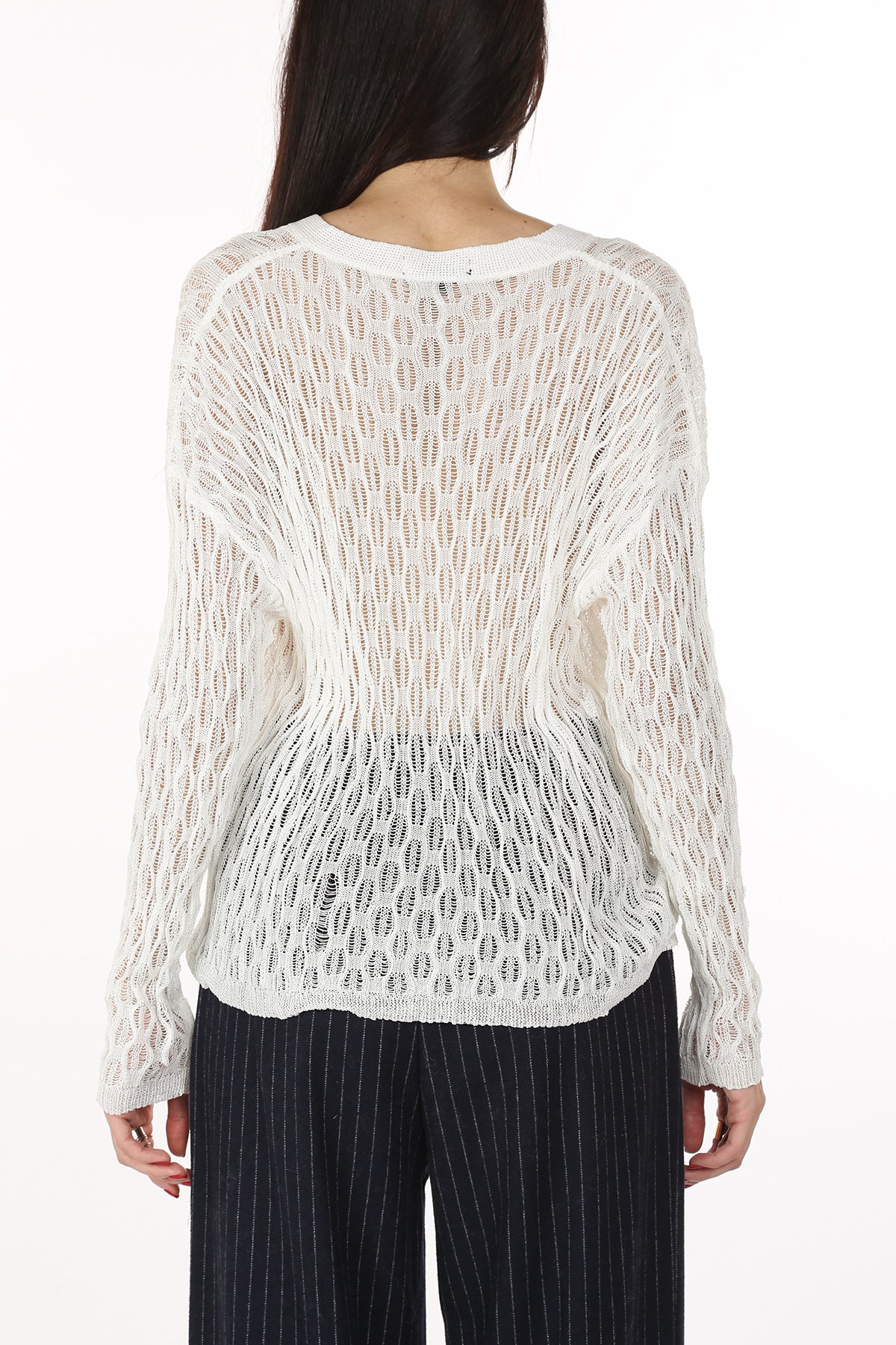 Annabelle V-Neck Crochet Knit Sheer Cardigan - Shop Beulah Style