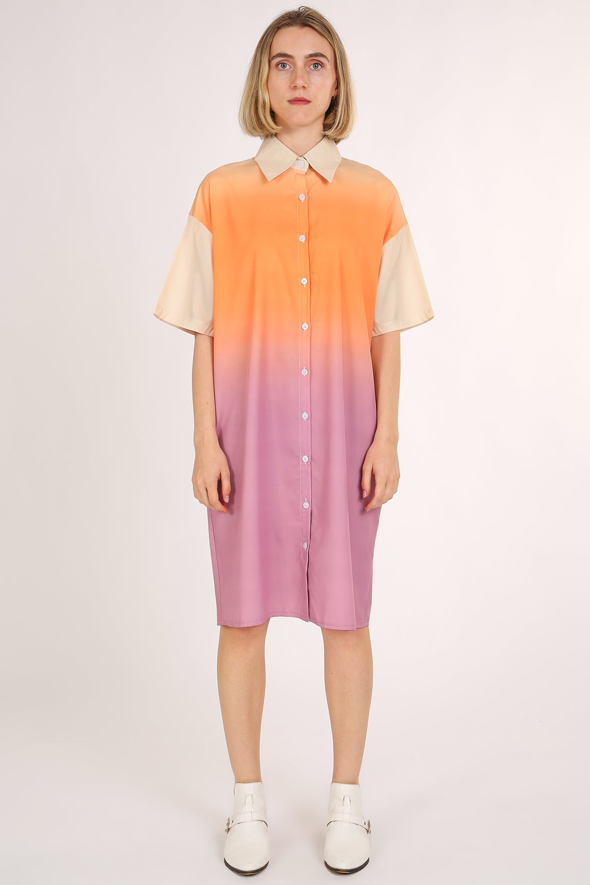 Mary Ombre Print Midi Shirt Dress - Shop Beulah Style