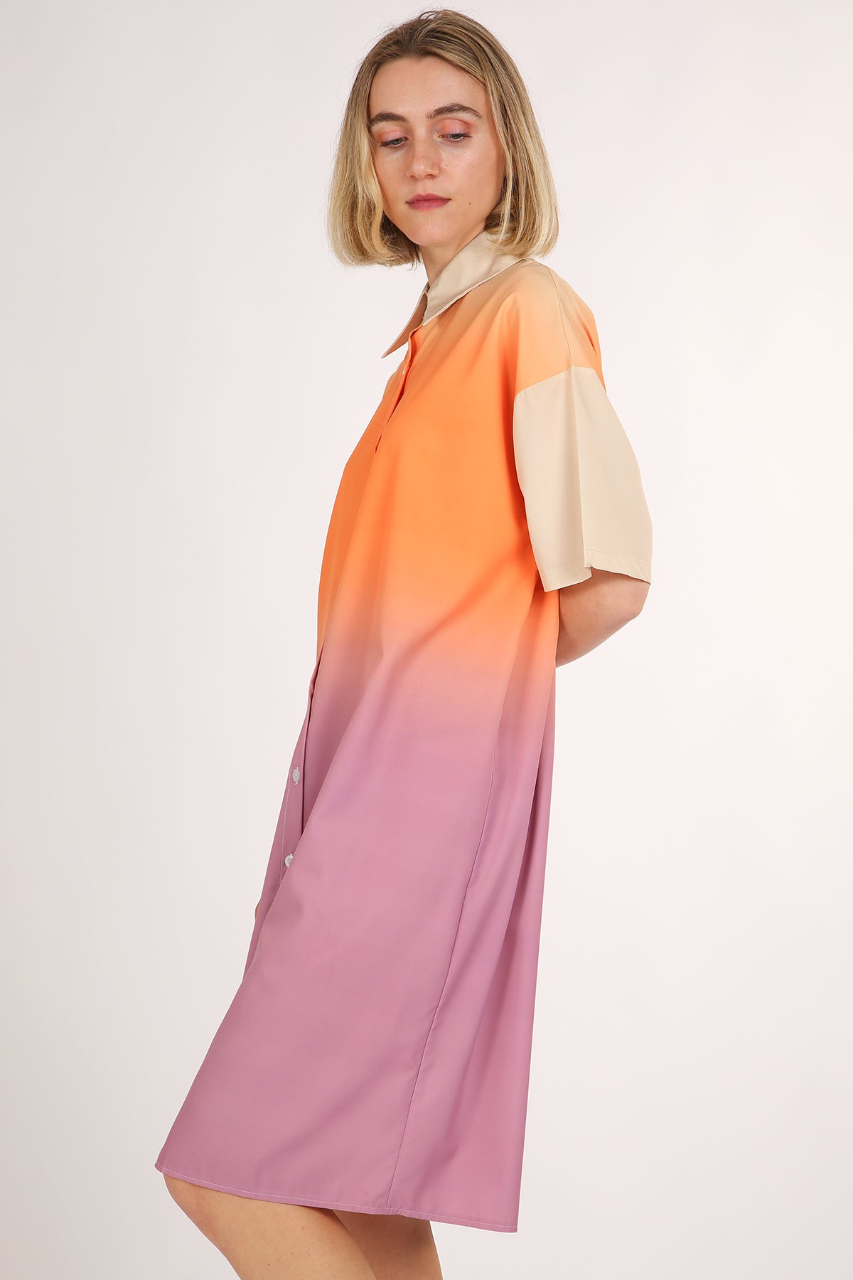 Mary Ombre Print Midi Shirt Dress - Shop Beulah Style