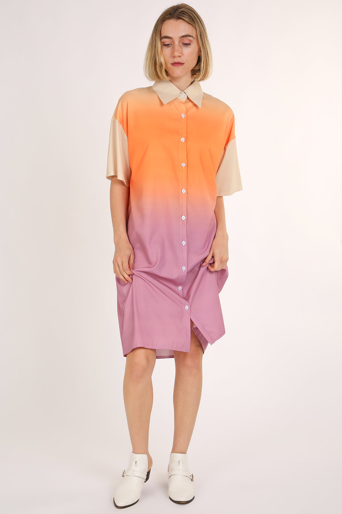 Mary Ombre Print Midi Shirt Dress - Shop Beulah Style