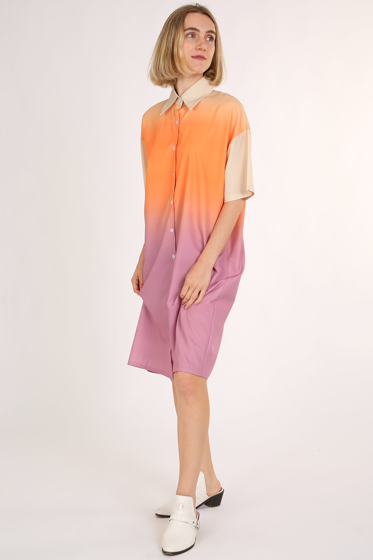 Mary Ombre Print Midi Shirt Dress - Shop Beulah Style