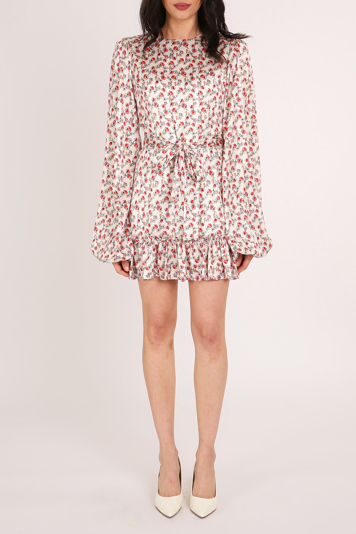 Poppy Floral Pattern Print Belted A-Line Mini Dress - Shop Beulah Style