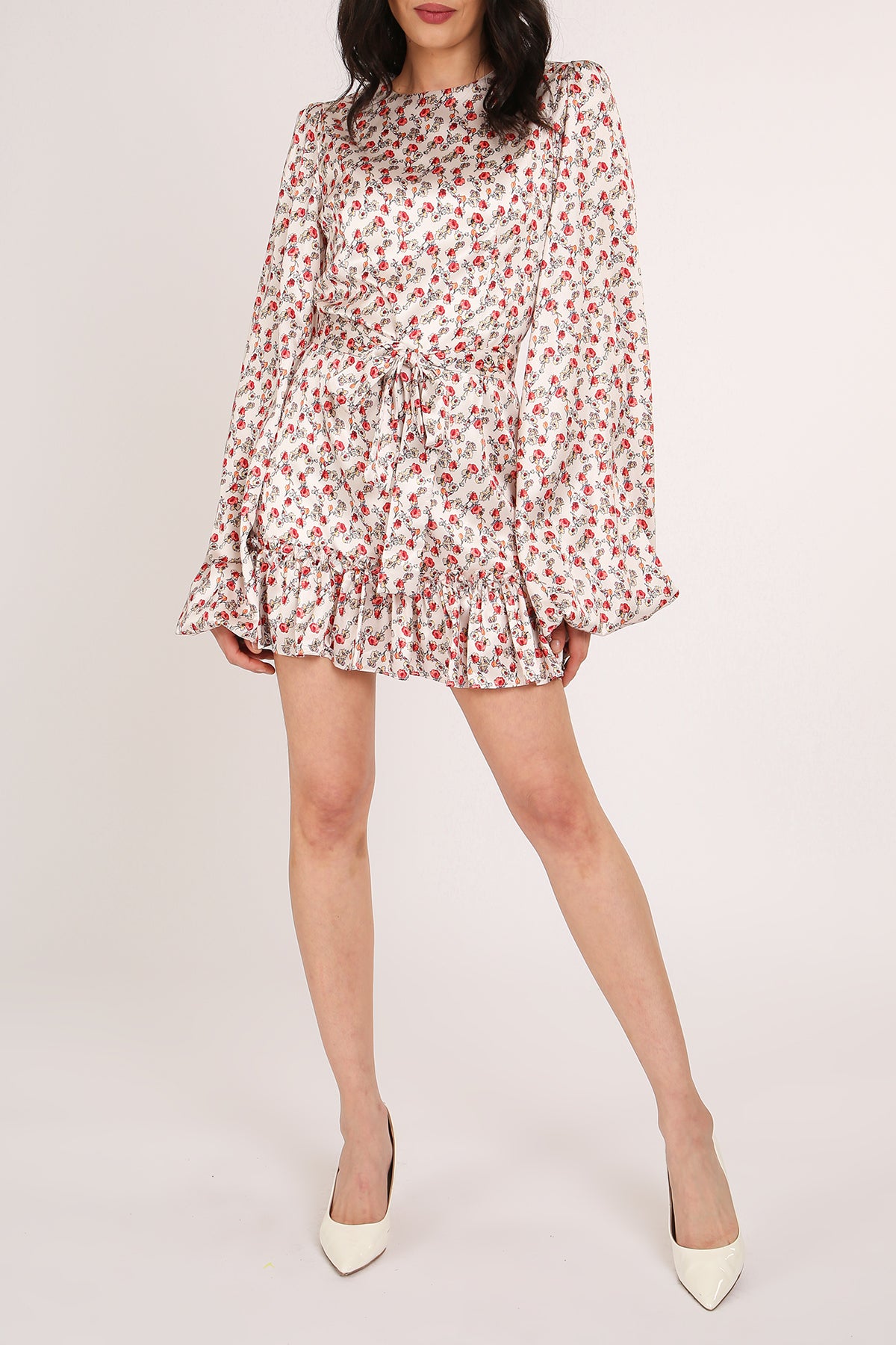 Poppy Floral Pattern Print Belted A-Line Mini Dress - Shop Beulah Style