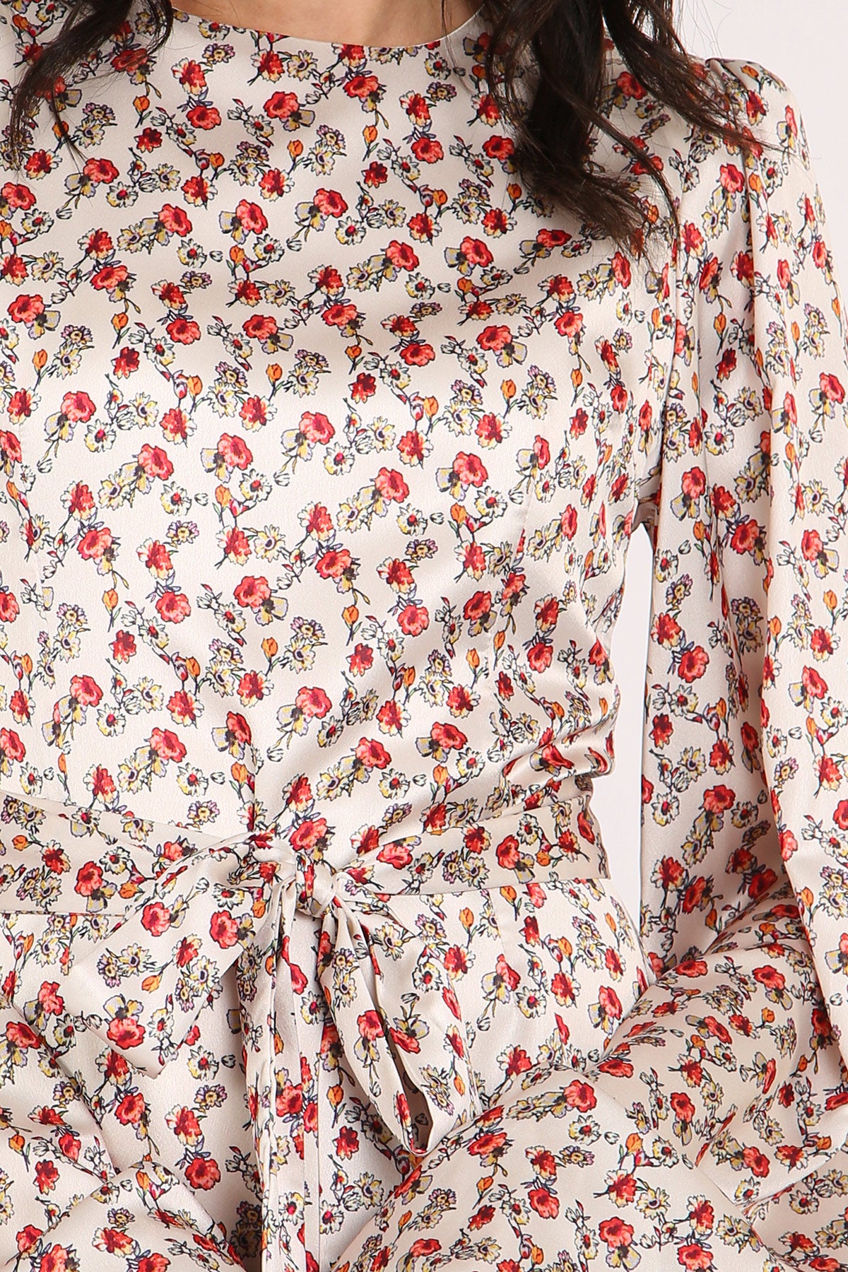 Poppy Floral Pattern Print Belted A-Line Mini Dress - Shop Beulah Style