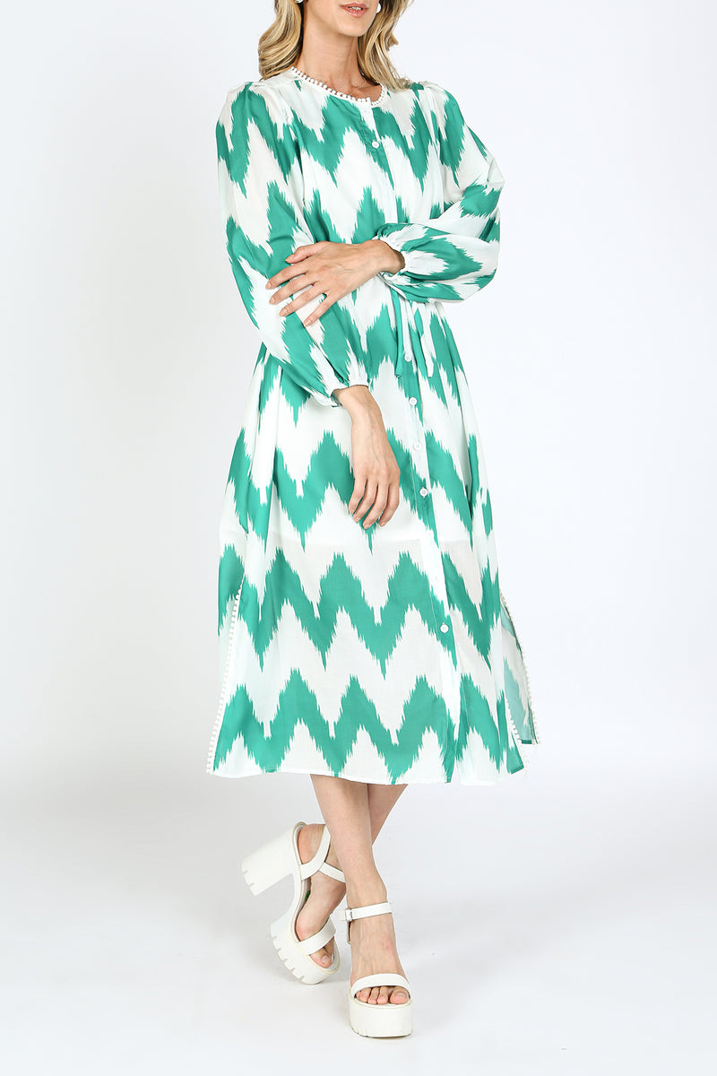 Charlotte Chevron Printed Midi Dress - Shop Beulah Style
