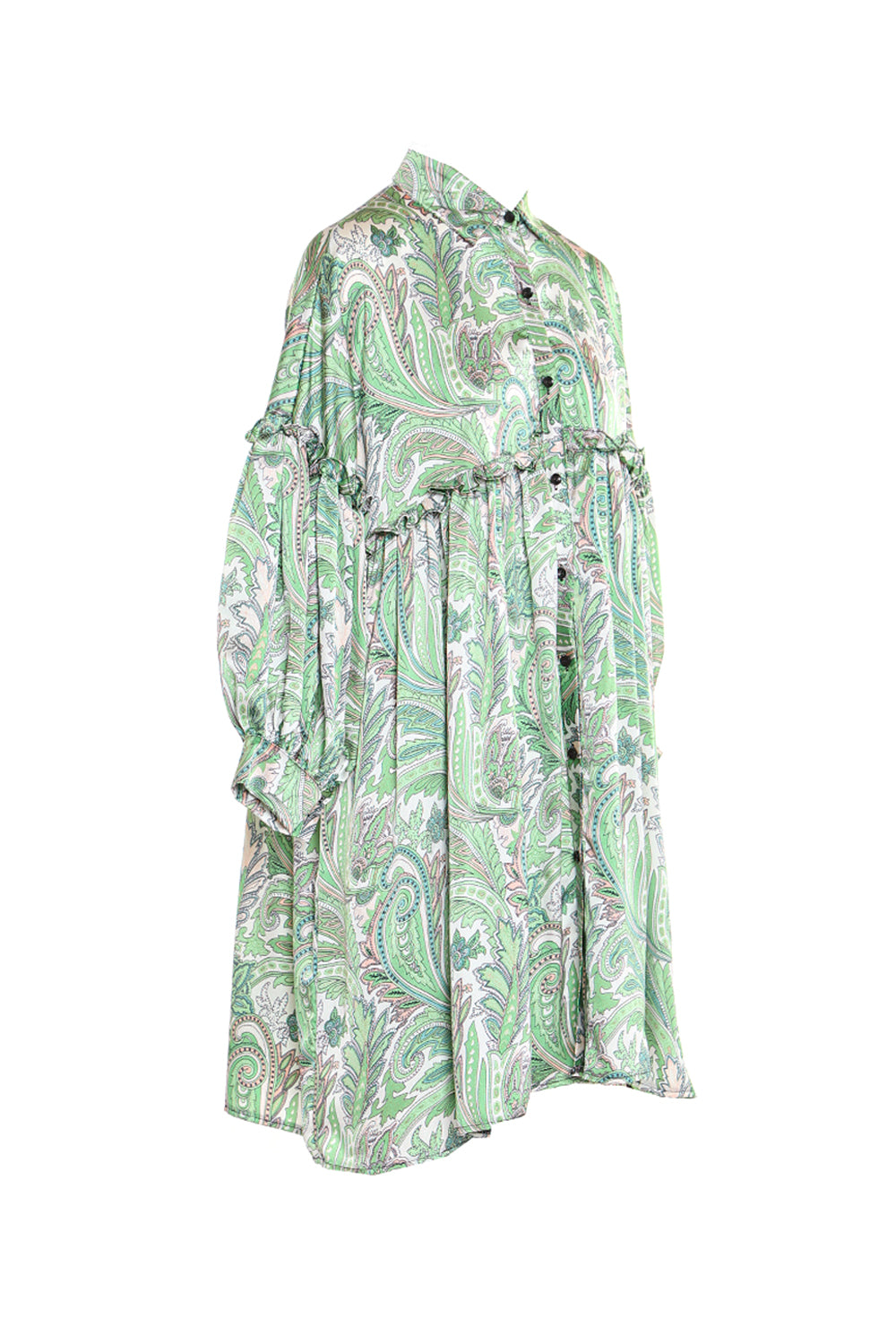 Vanessa Paisley Printed Frill Detail Mini Shirt Dress - Shop Beulah Style