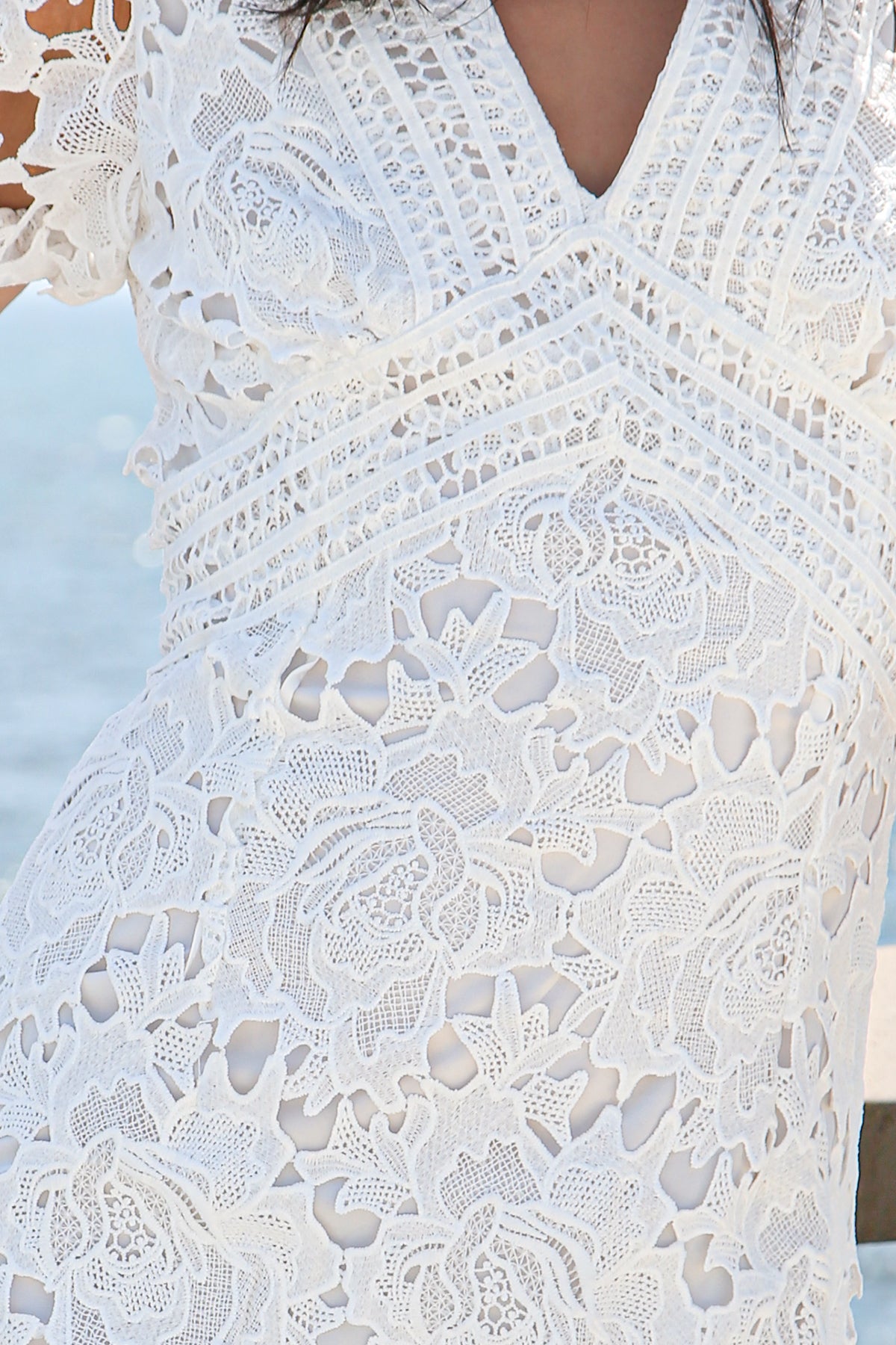 Ley Hollow Out Lace V-Neck Mini Dress - Shop Beulah Style