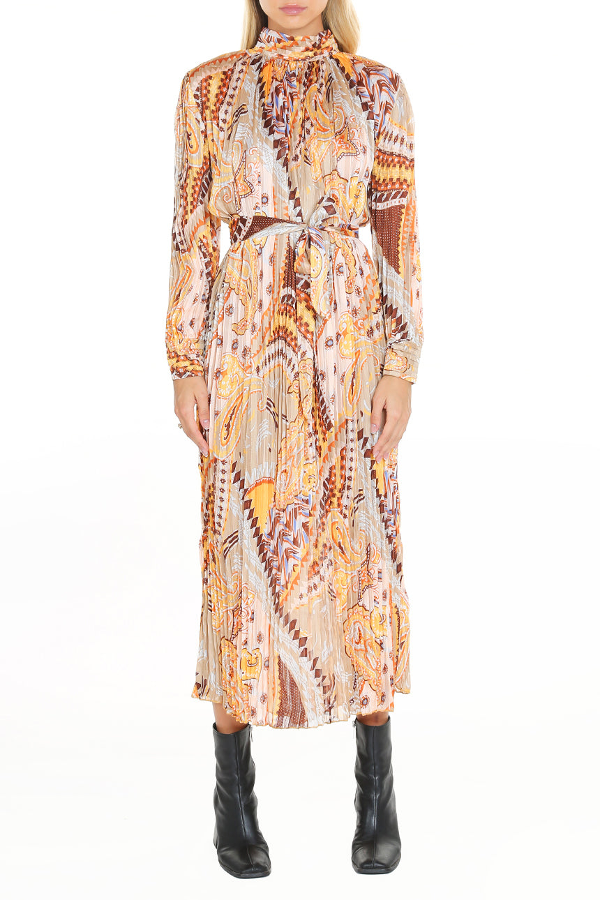 Tana Multi Print Pleated Maxi Dress - Shop Beulah Style