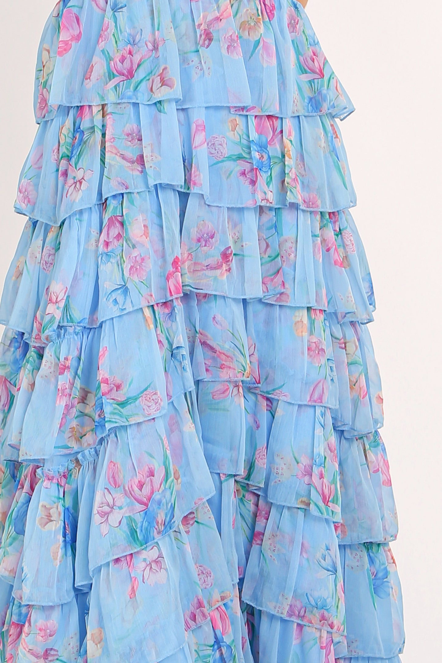 Kalisa Floral Print Tiered Ruffles Maxi Slip Sundress - Shop Beulah Style