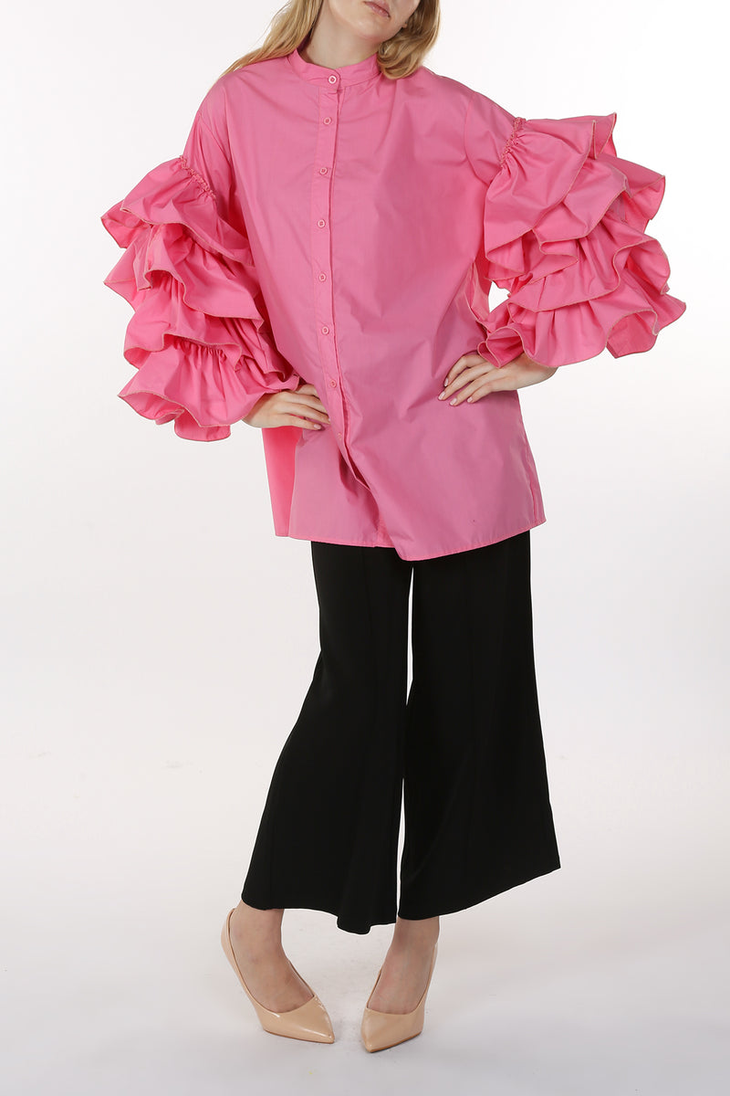 Kendra Tiered Ruffle Sleeve Shirt Mini Dress - Shop Beulah Style