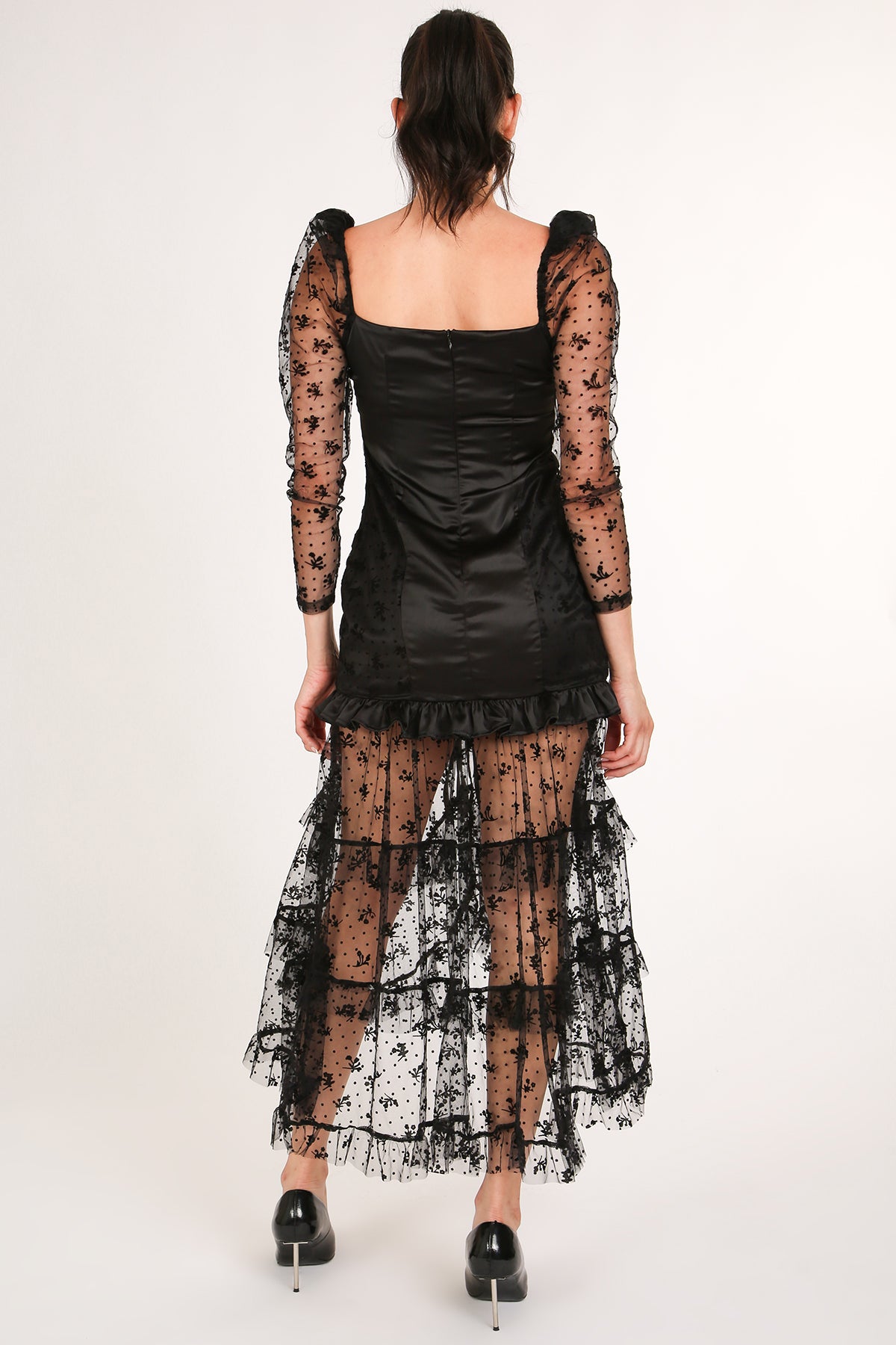 Cathy Embroidered Mesh & Satin Corset Maxi Slip Dress - Shop Beulah Style