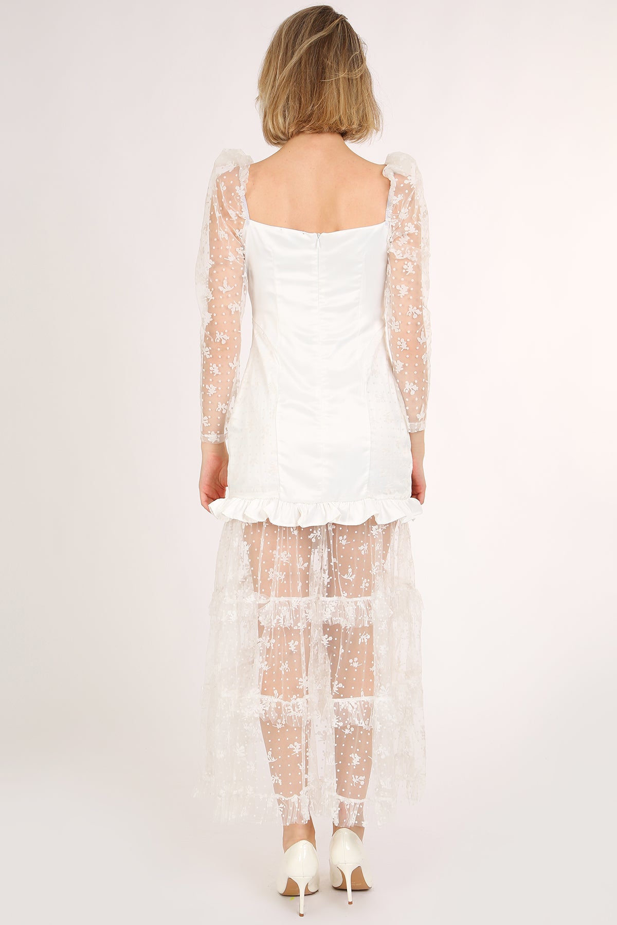Cathy Embroidered Mesh & Satin Corset Maxi Slip Dress - Shop Beulah Style