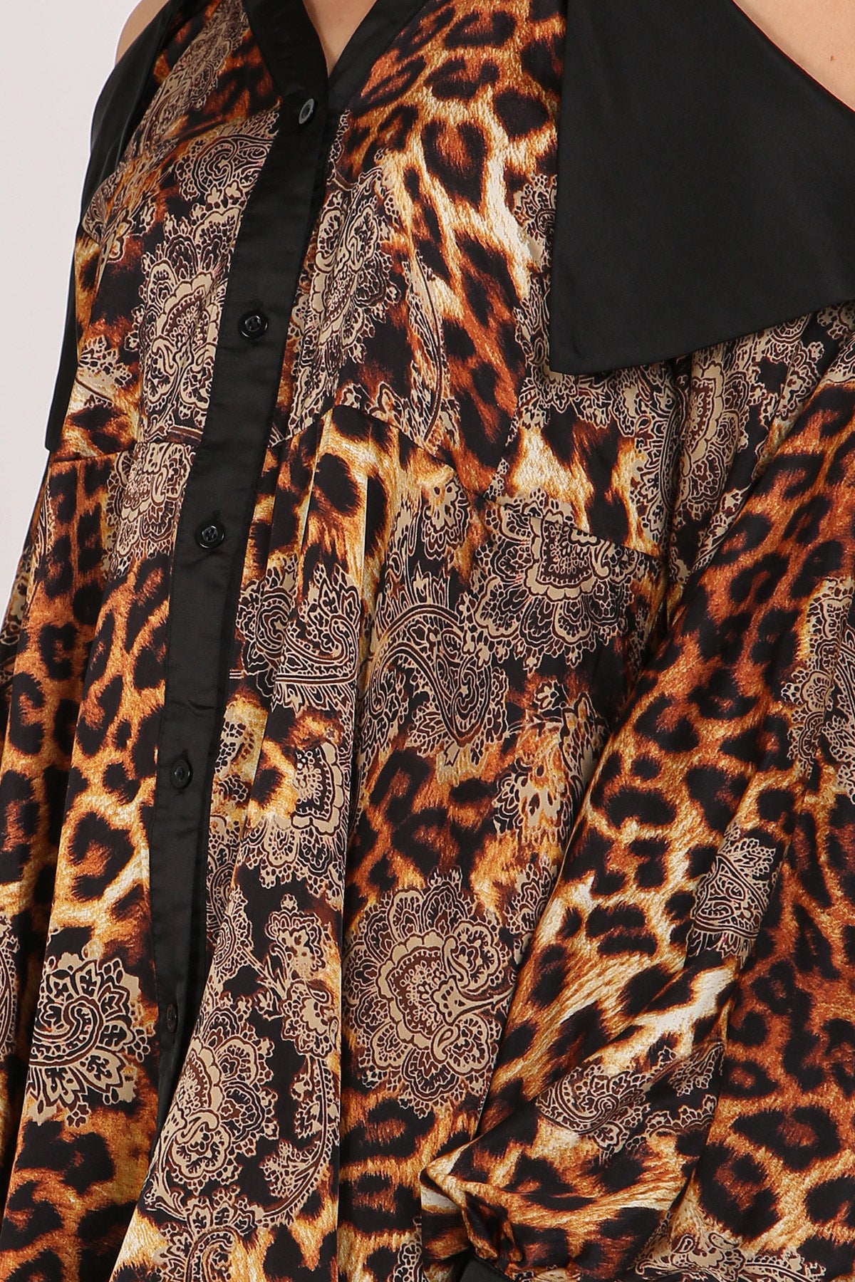 Francis Paisley & Animal Print Satin Mini Shirt Dress - Shop Beulah Style