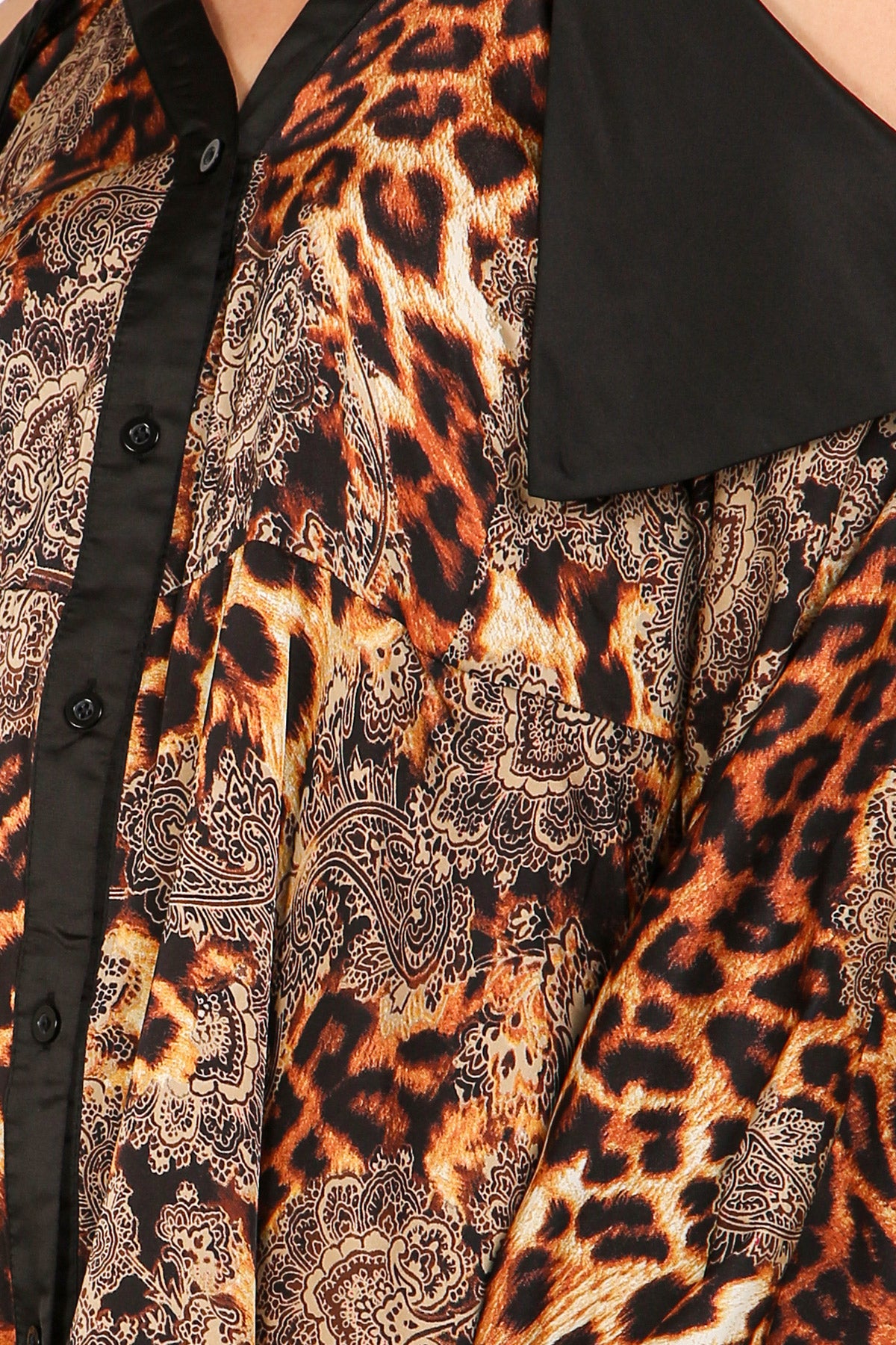 Francis Paisley & Animal Print Satin Mini Shirt Dress - Shop Beulah Style