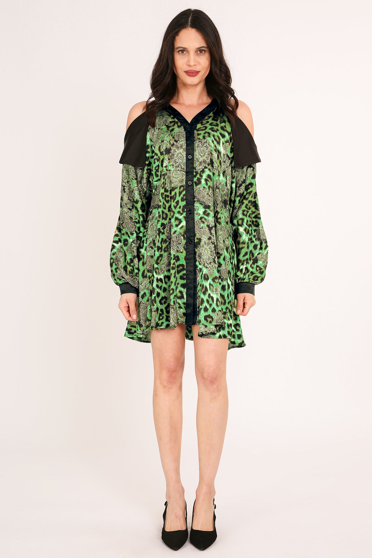 Francis Paisley & Animal Print Satin Mini Shirt Dress - Shop Beulah Style
