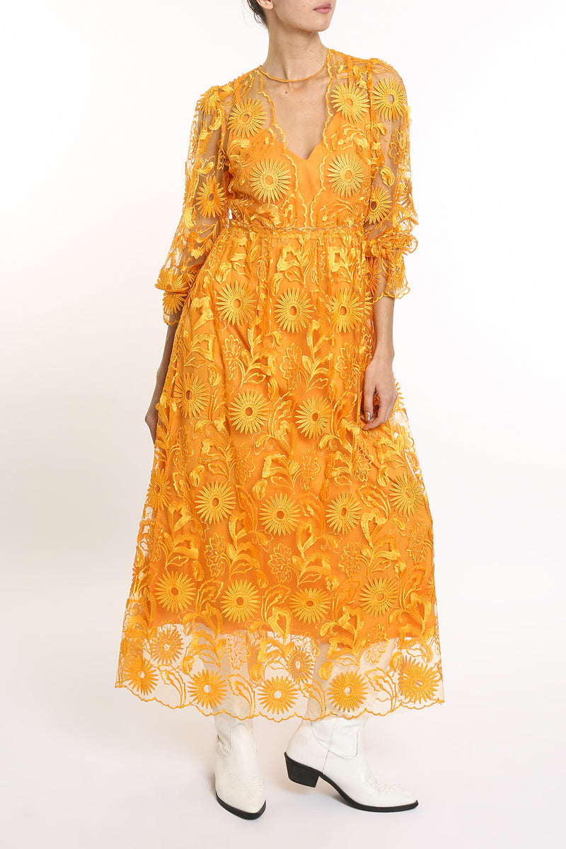 Sunny Lace Embroidered Sweetheart Mesh Maxi Dress - Shop Beulah Style