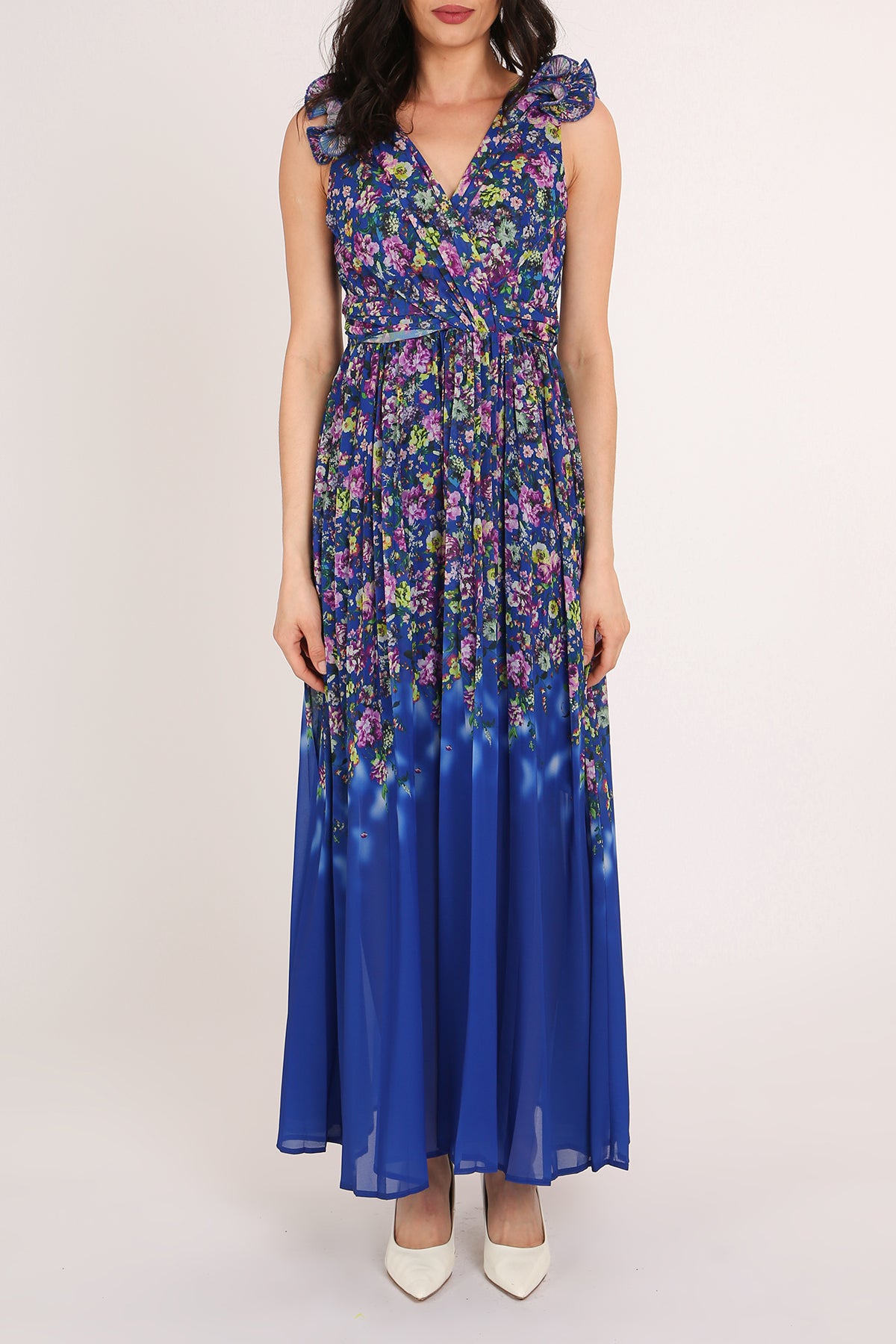 Vivian Floral Print Gradation Sheer Sleeveless Maxi Dress - Shop Beulah Style