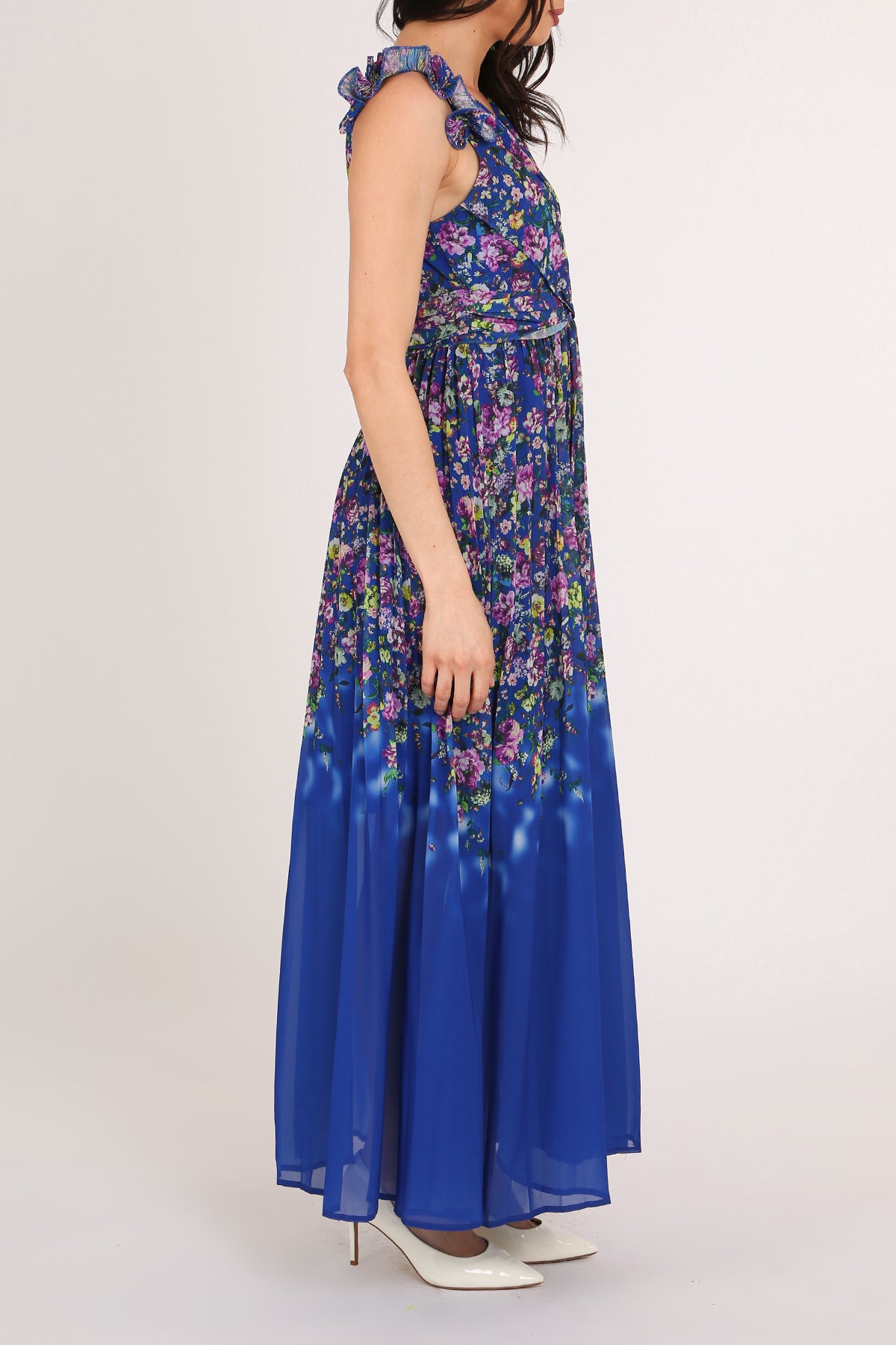 Vivian Floral Print Gradation Sheer Sleeveless Maxi Dress - Shop Beulah Style