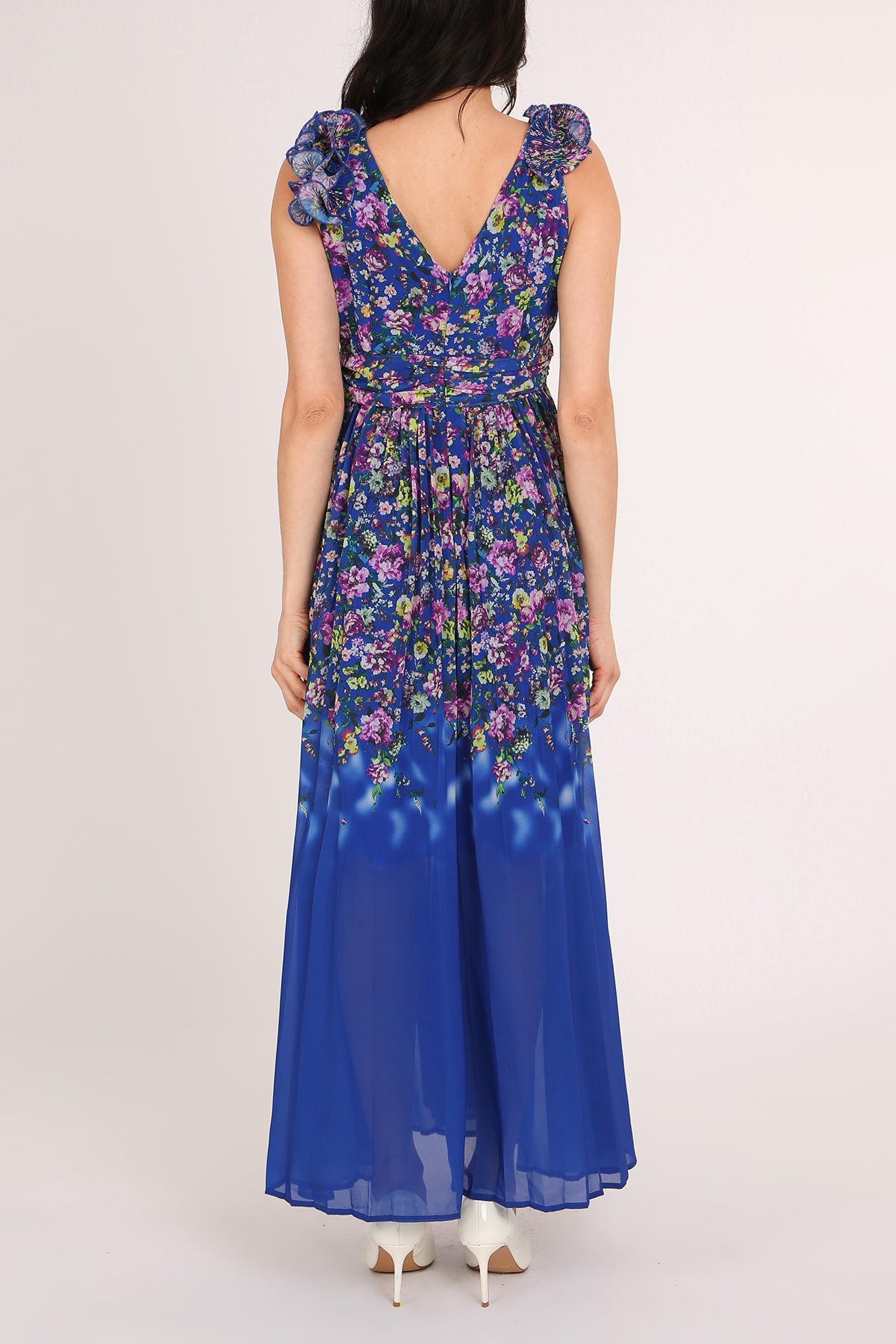 Vivian Floral Print Gradation Sheer Sleeveless Maxi Dress - Shop Beulah Style