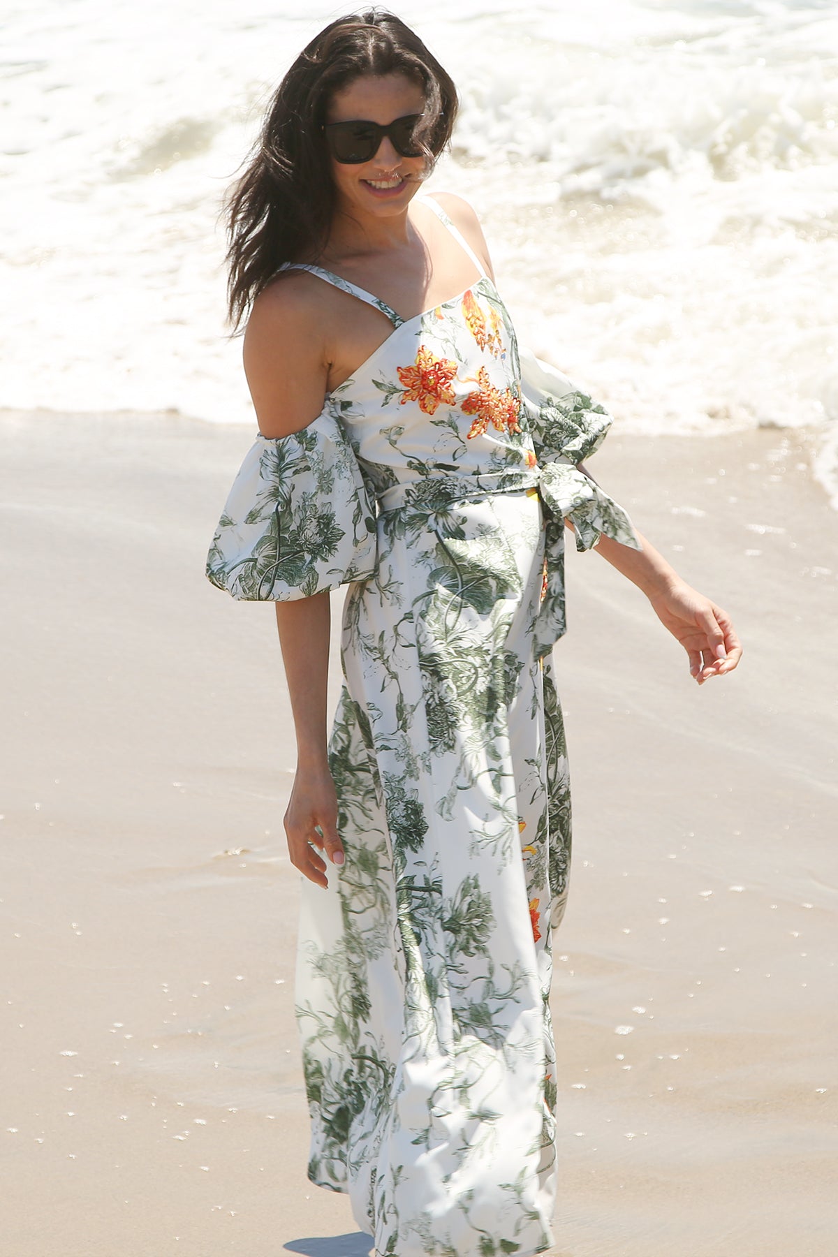 Cathy Tropical Print Falling Off Shoulder Maxi Dress - Shop Beulah Style