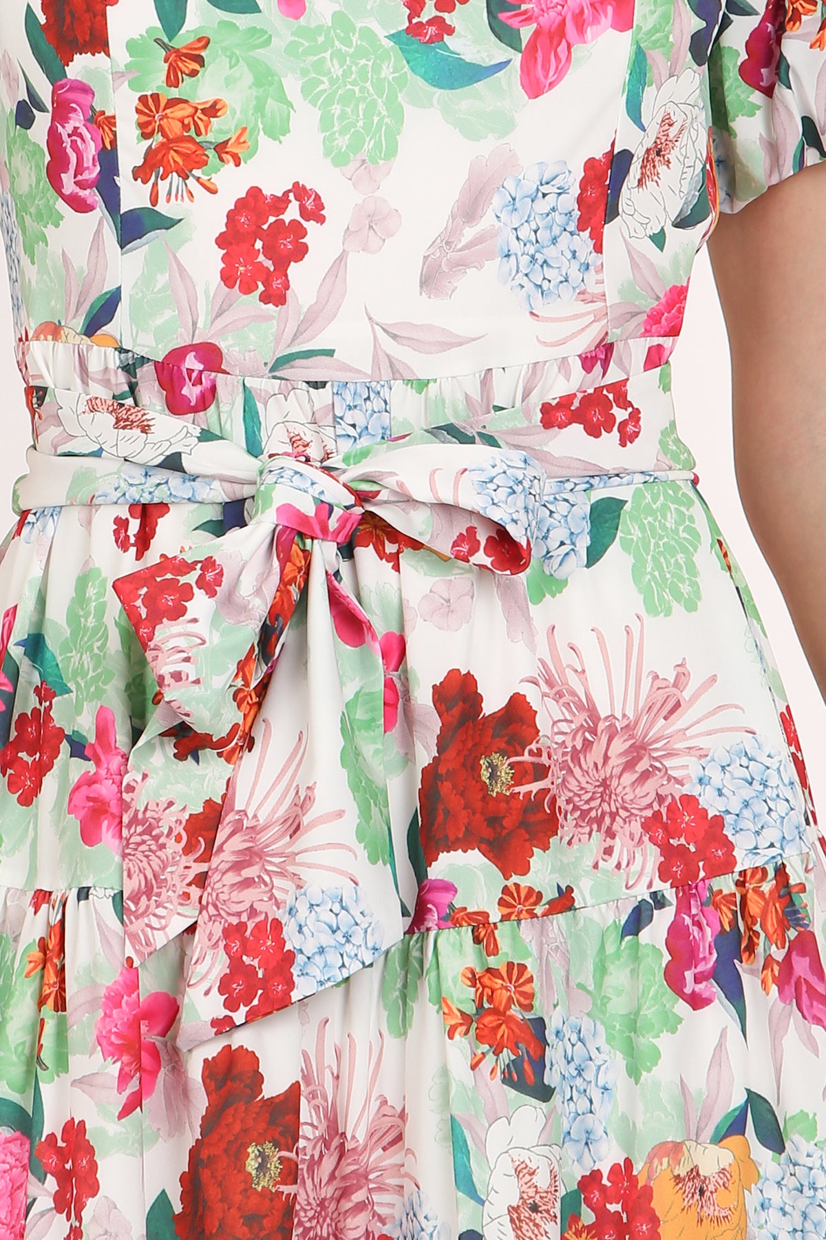 Cameron Floral Printed Square Puff Tiered Maxi Dress - Shop Beulah Style