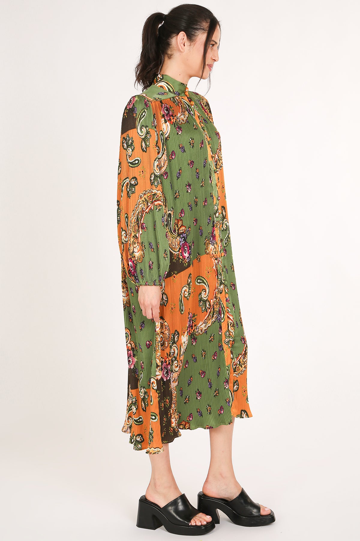 Jack Floral Paisley Print Pleated Button Down Midi Dress - Shop Beulah Style