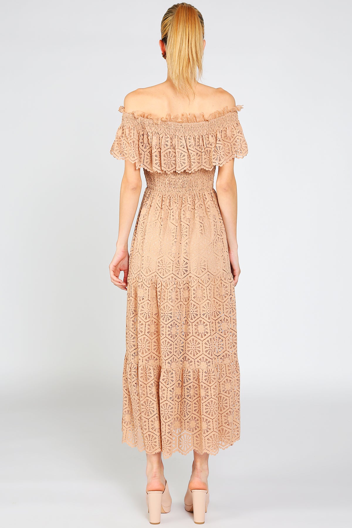 Kerry Geometric Lace Detail Smocked Maxi Dress - Shop Beulah Style