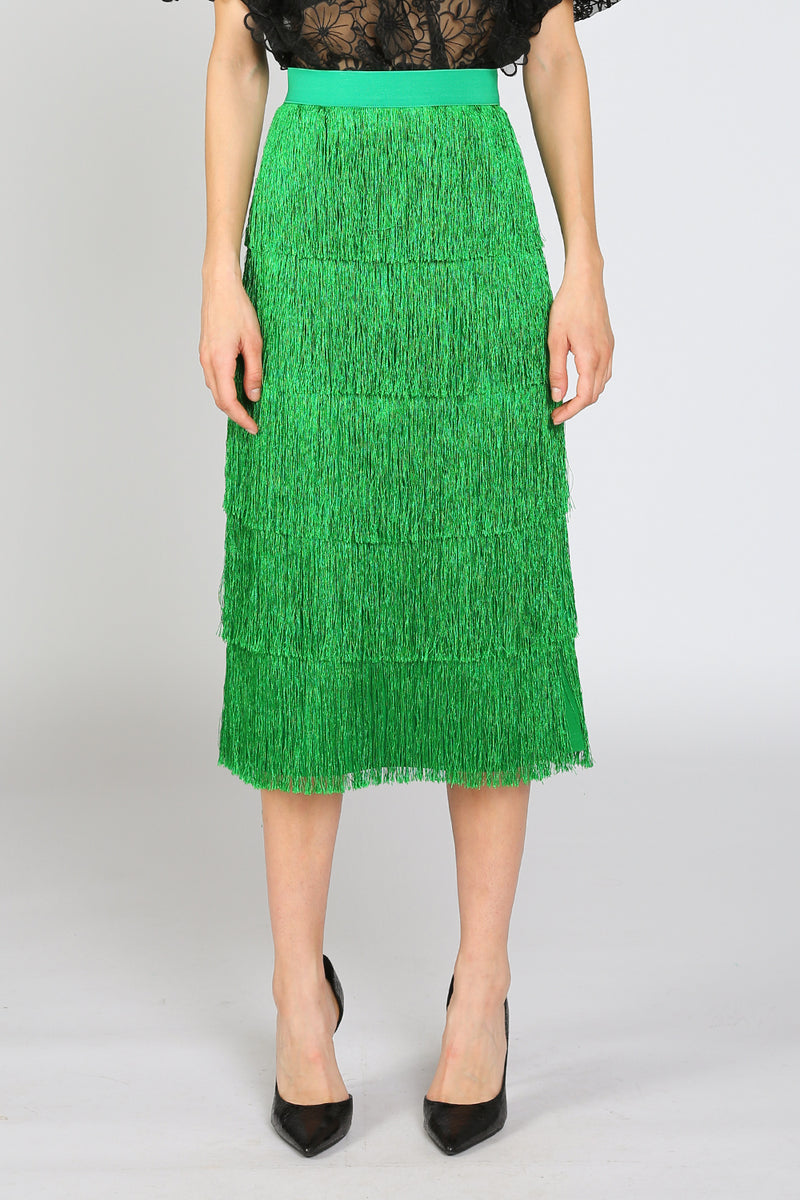 Tiered Fringed Midi Pencil Skirt - Shop Beulah Style