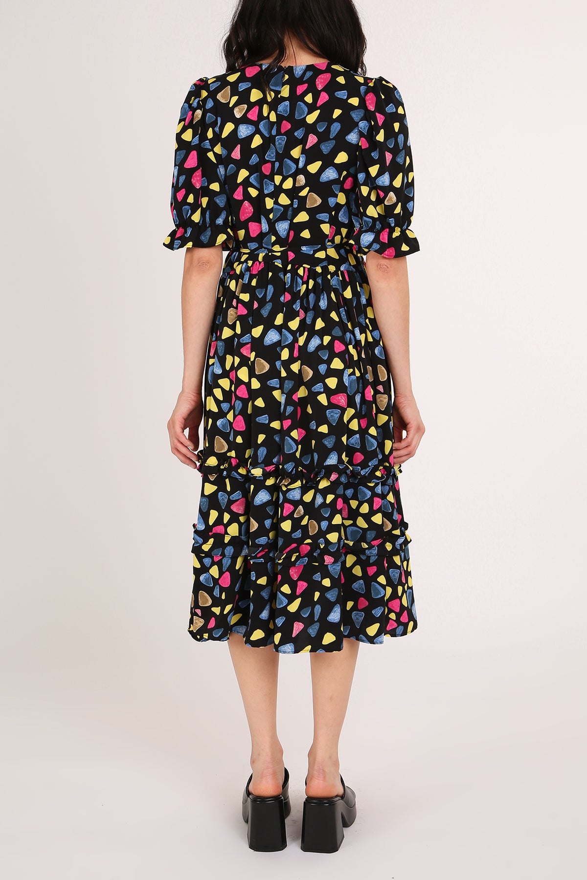 Nico Multicolor Geo Print Tiered Midi Summer Dress - Shop Beulah Style