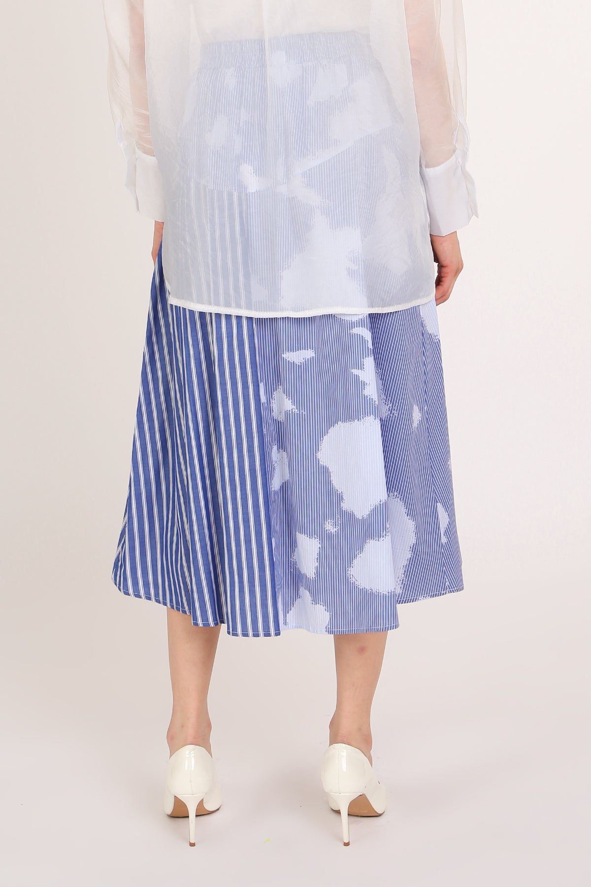 Karen Multi-Striped & Printed Panel Detail A-Line Skirt - Shop Beulah Style