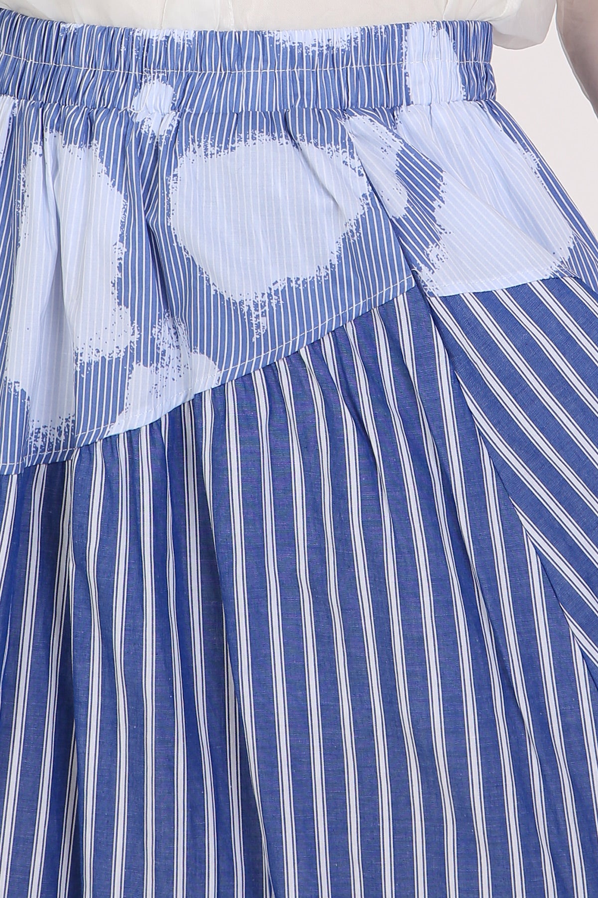 Karen Multi-Striped & Printed Panel Detail A-Line Skirt - Shop Beulah Style