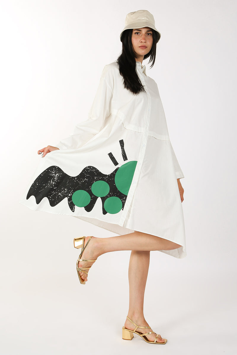 Bea Mod Graphic Printed Shirt Dress - Shop Beulah Style