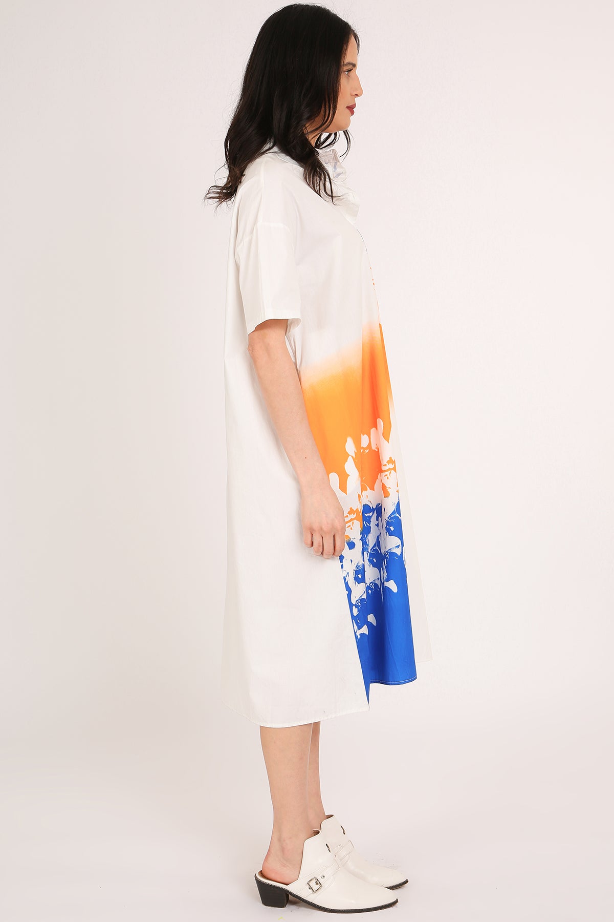 Samuel Multicolor Abstract Printed Midi Shirt Dress - Shop Beulah Style