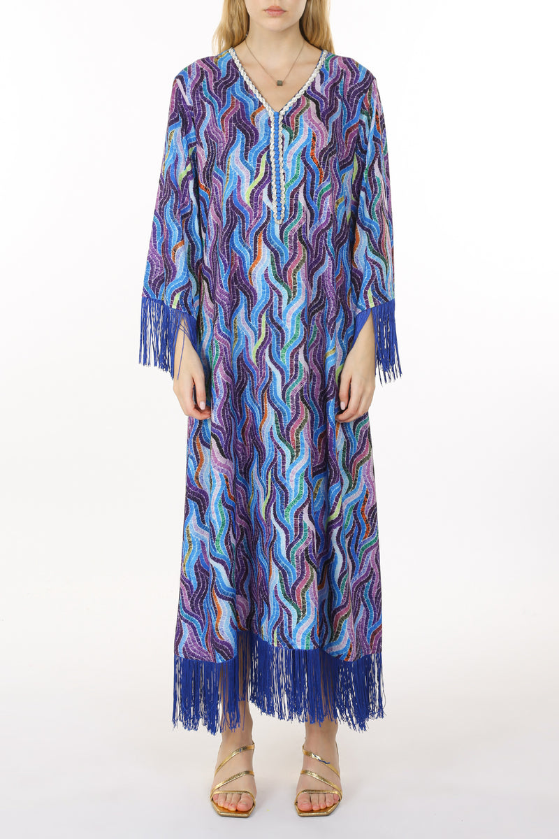 Mariah Embellished Multi Print Tassel Detailed Maxi Dress - Shop Beulah Style
