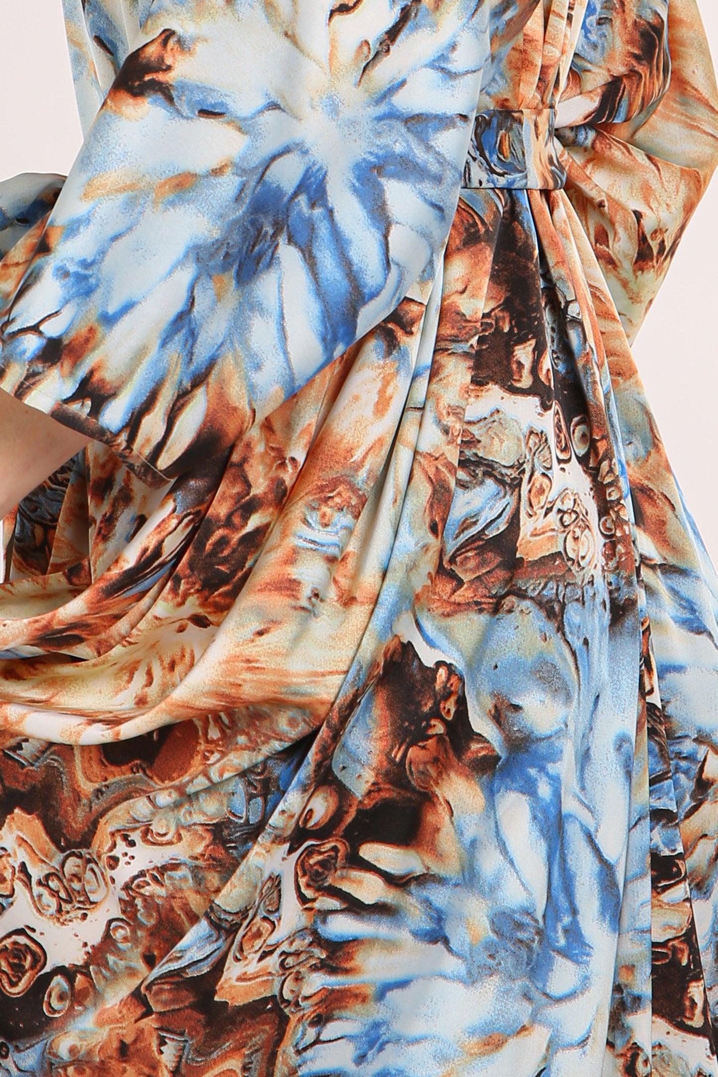 Ivy Multicolor Tie Dye Print Belted Maxi Shirt Dress