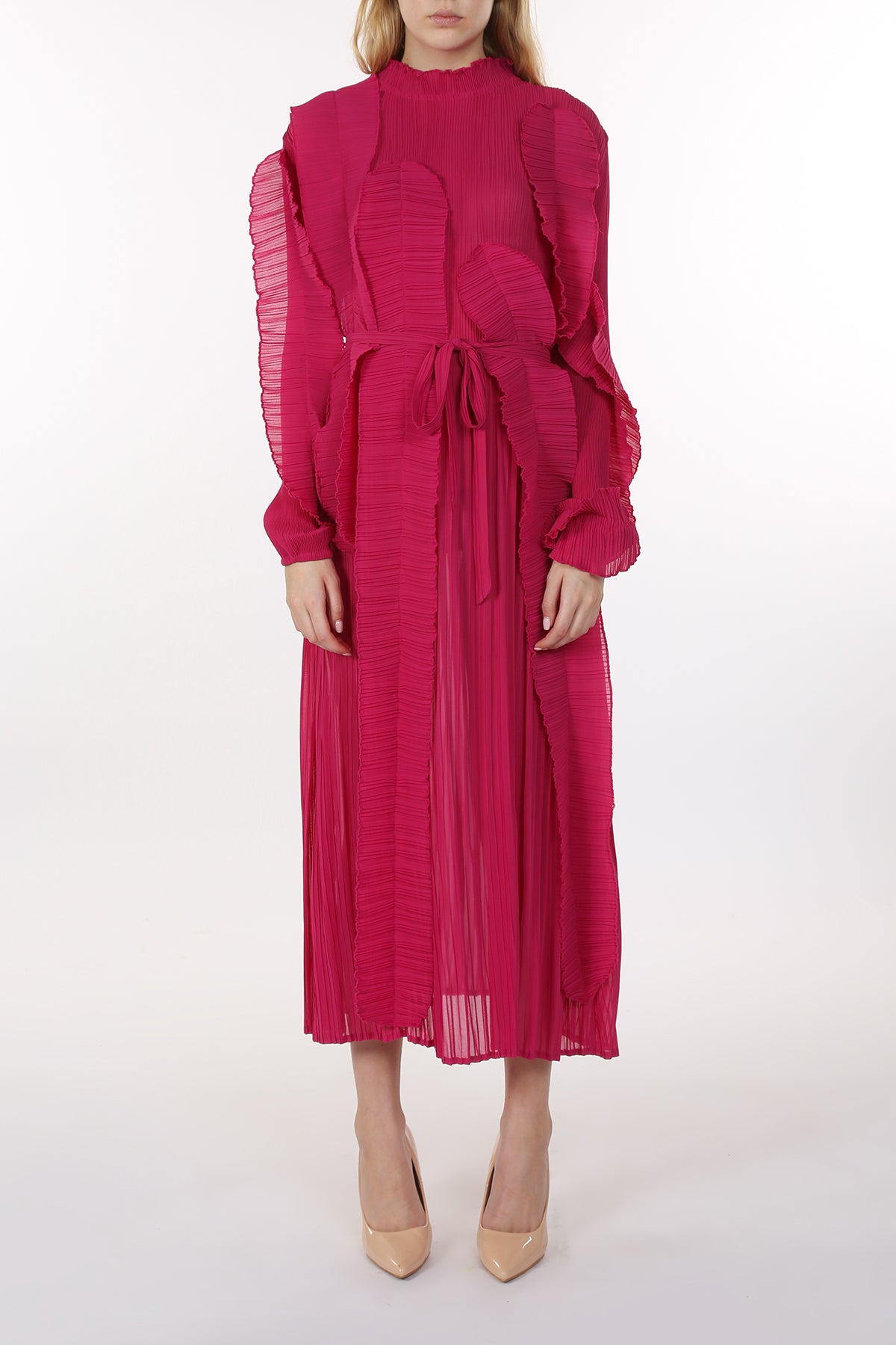 Joe Pleated Ruffled Detail Sheer Maxi Dress - Shop Beulah Style