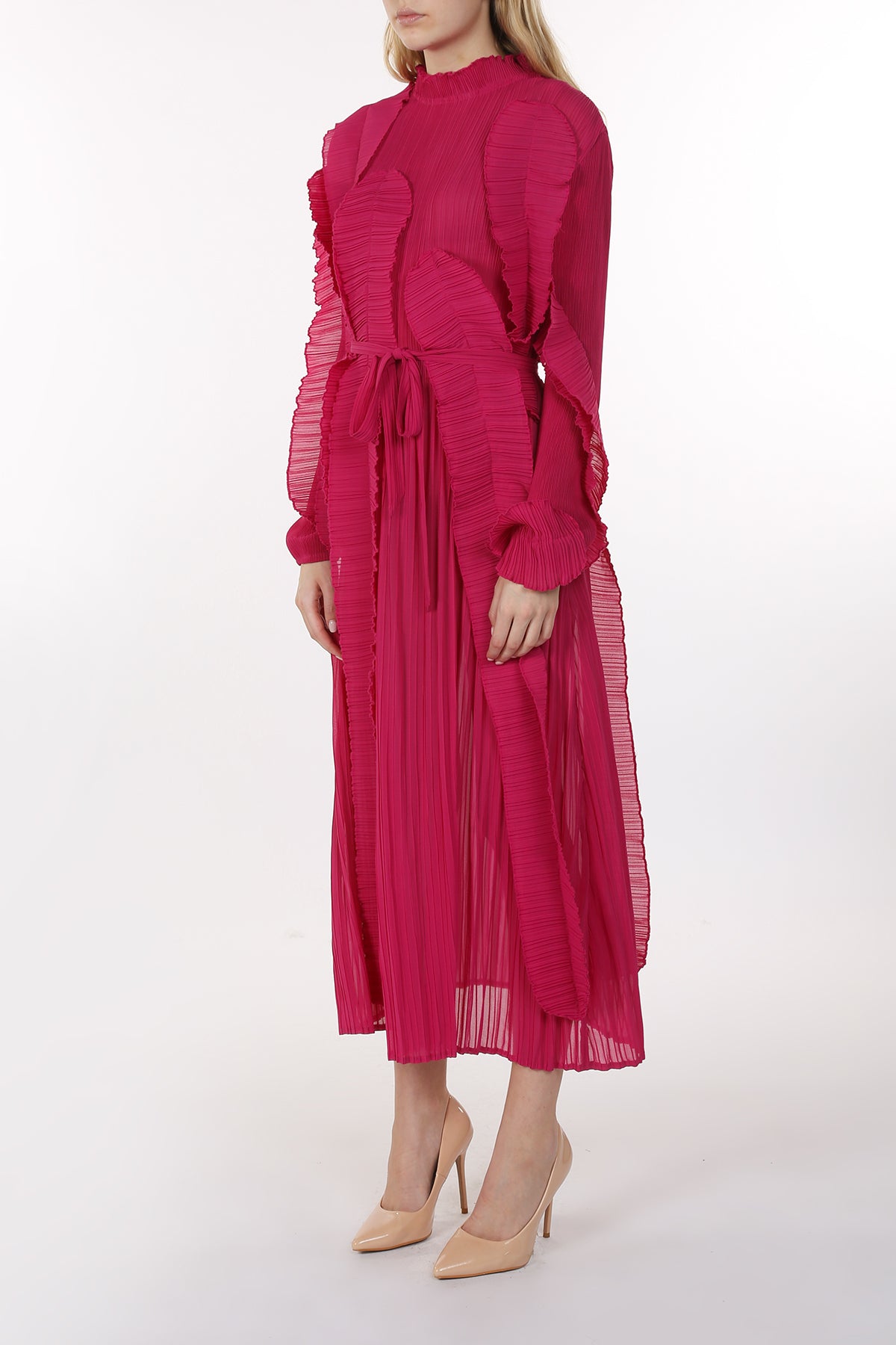 Joe Pleated Ruffled Detail Sheer Maxi Dress - Shop Beulah Style