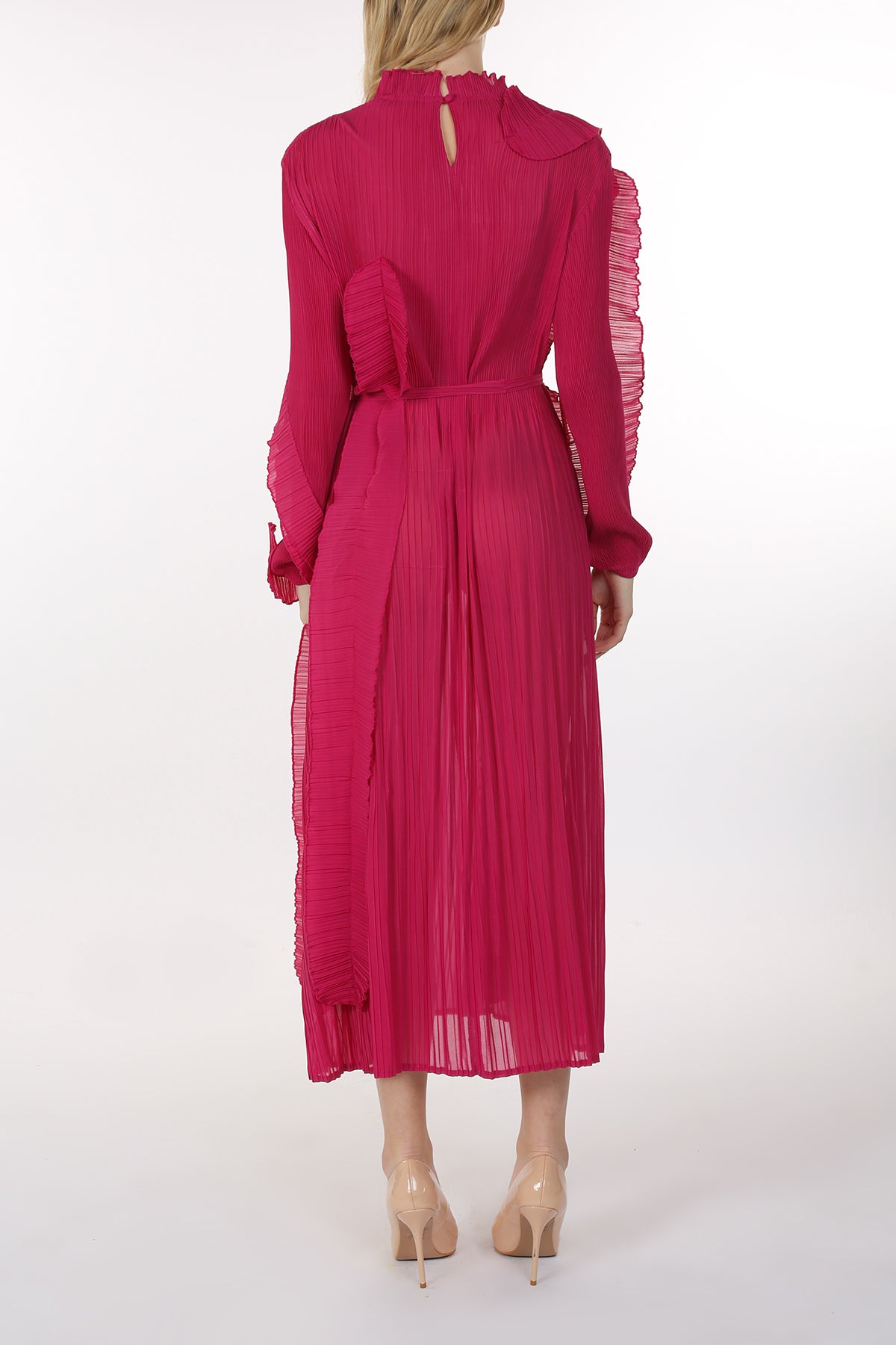 Joe Pleated Ruffled Detail Sheer Maxi Dress - Shop Beulah Style