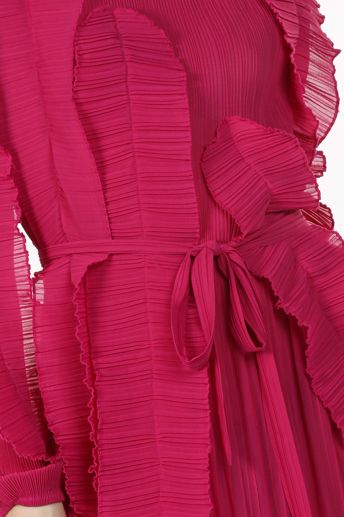 Joe Pleated Ruffled Detail Sheer Maxi Dress - Shop Beulah Style