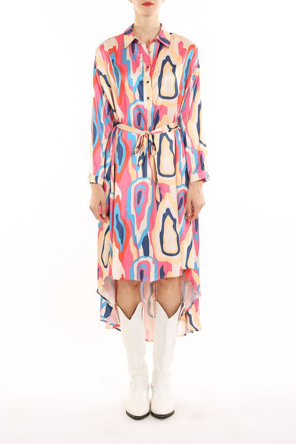 Suzi Multicolor Abstract Print High Low Maxi Dress - Shop Beulah Style